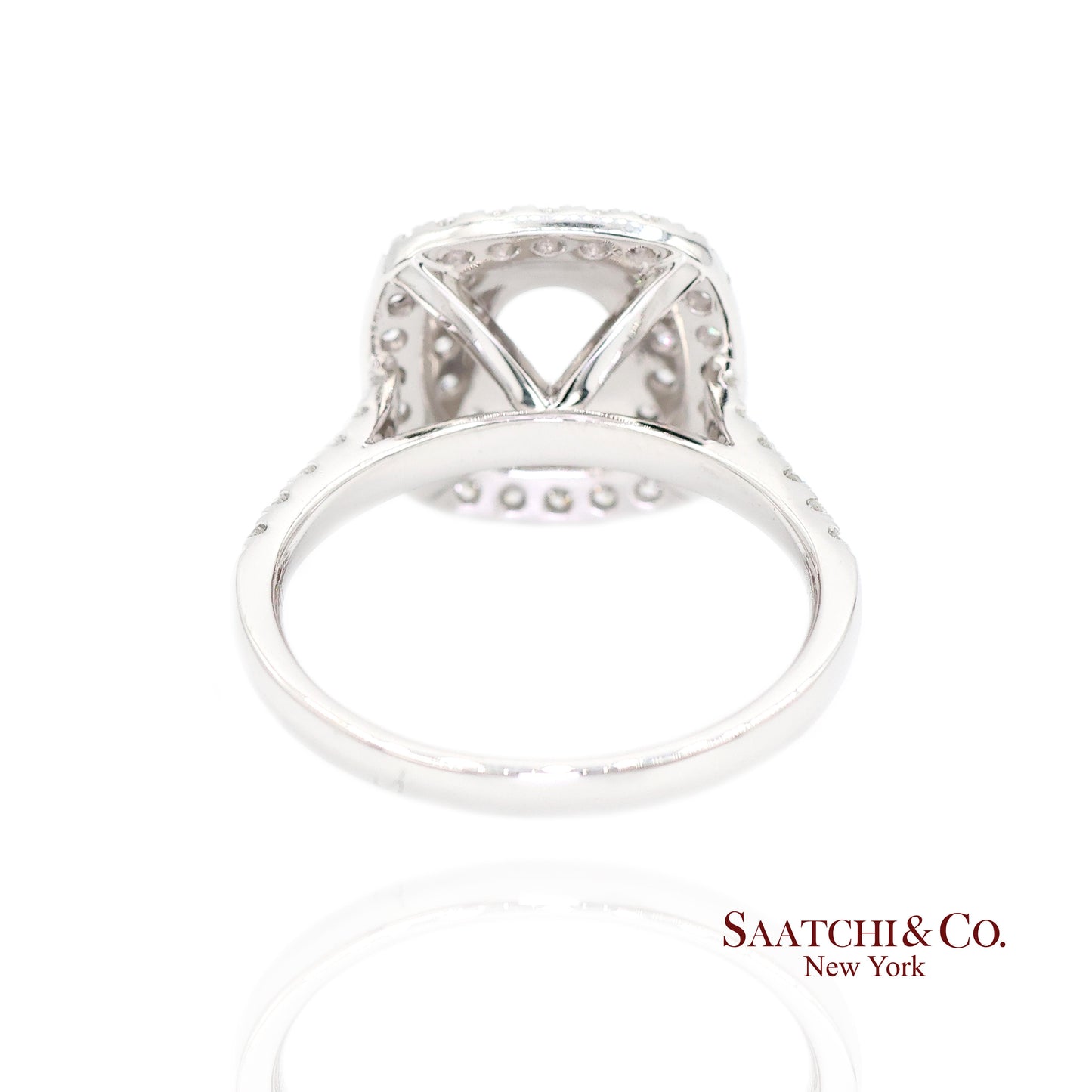 Platinum 950 Natural Brilliant Diamond Mounting Ring Size 6.5