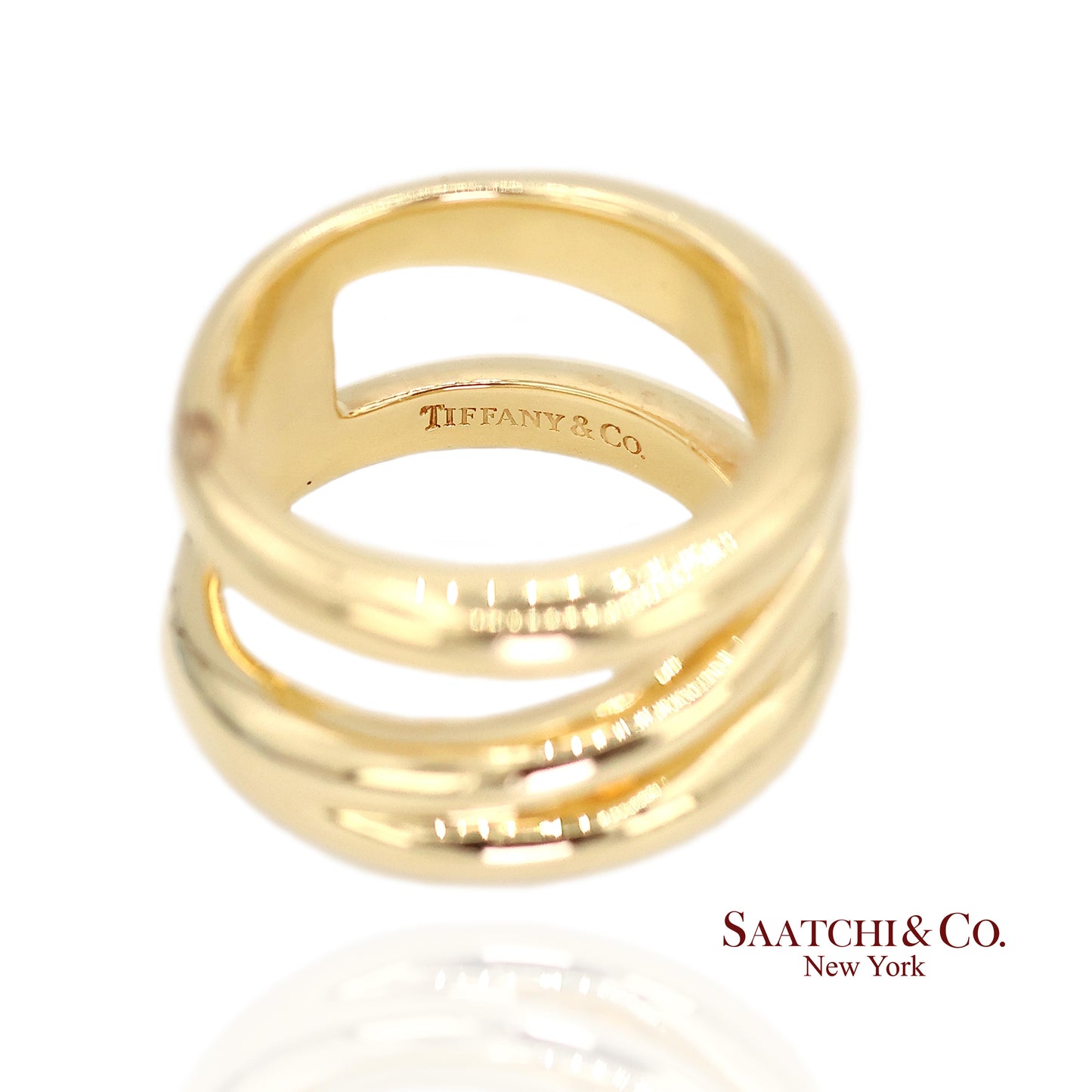 TIFFANY & Co. 18K Gold Diagonal Ring 5.5 Yellow Gold