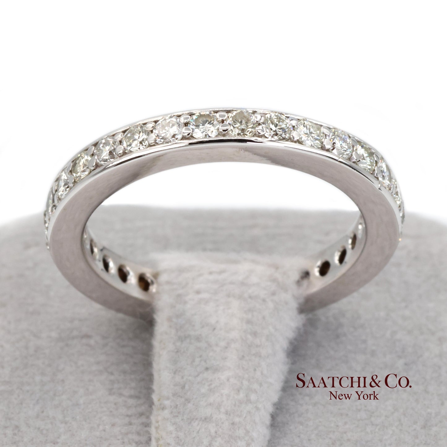 14k (585) White Gold Natural Diamond Eternity Band Size 6.5