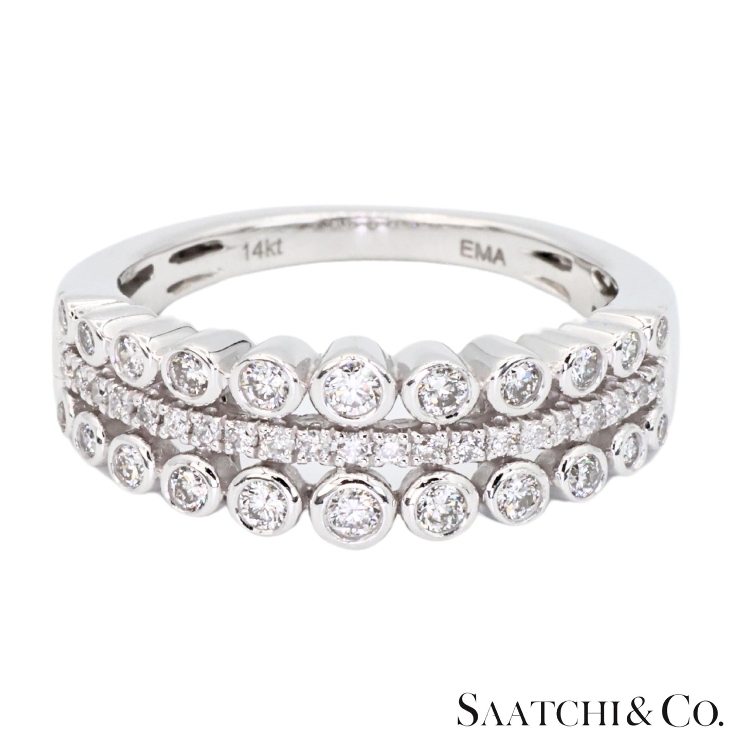 14k(585) White Gold Natural White Diamond Ring
