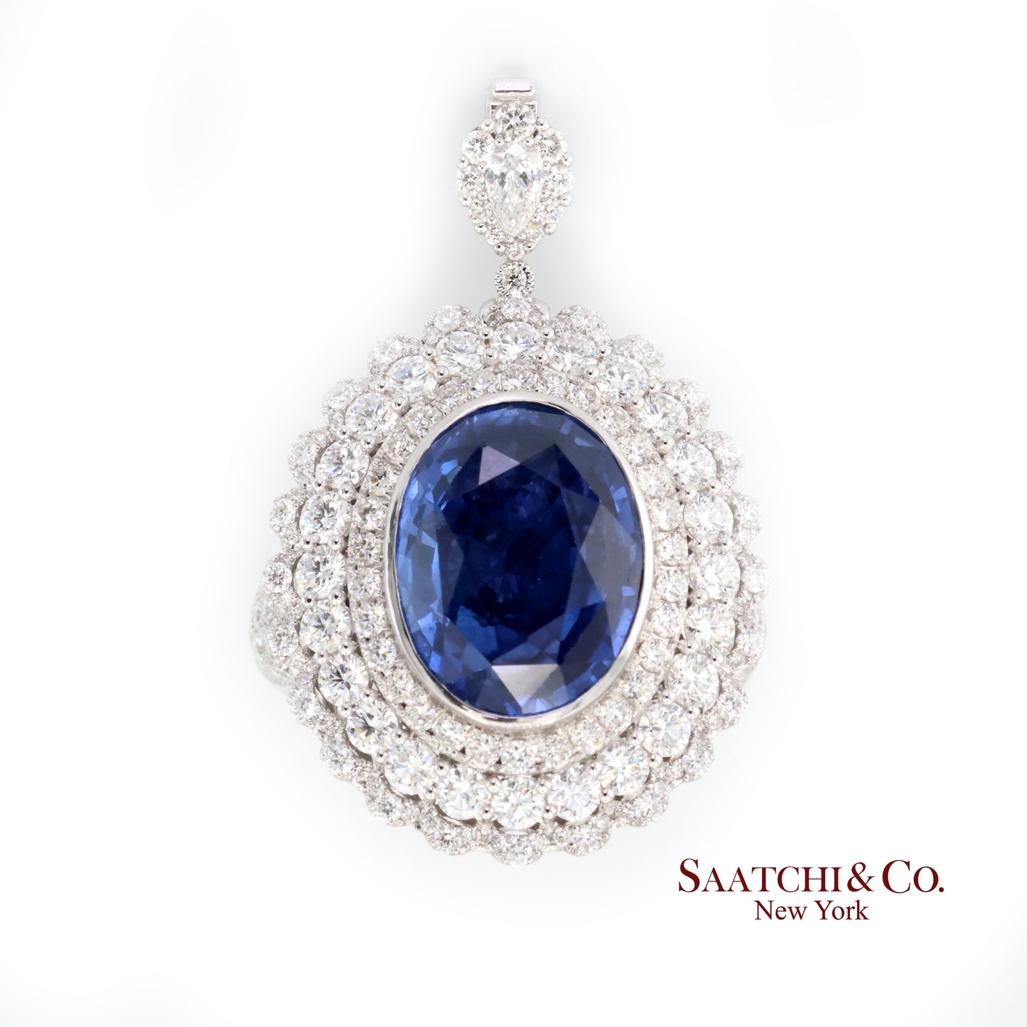18k (750) White Gold Convertible Ring in Natural Sapphire and Natural Diamond