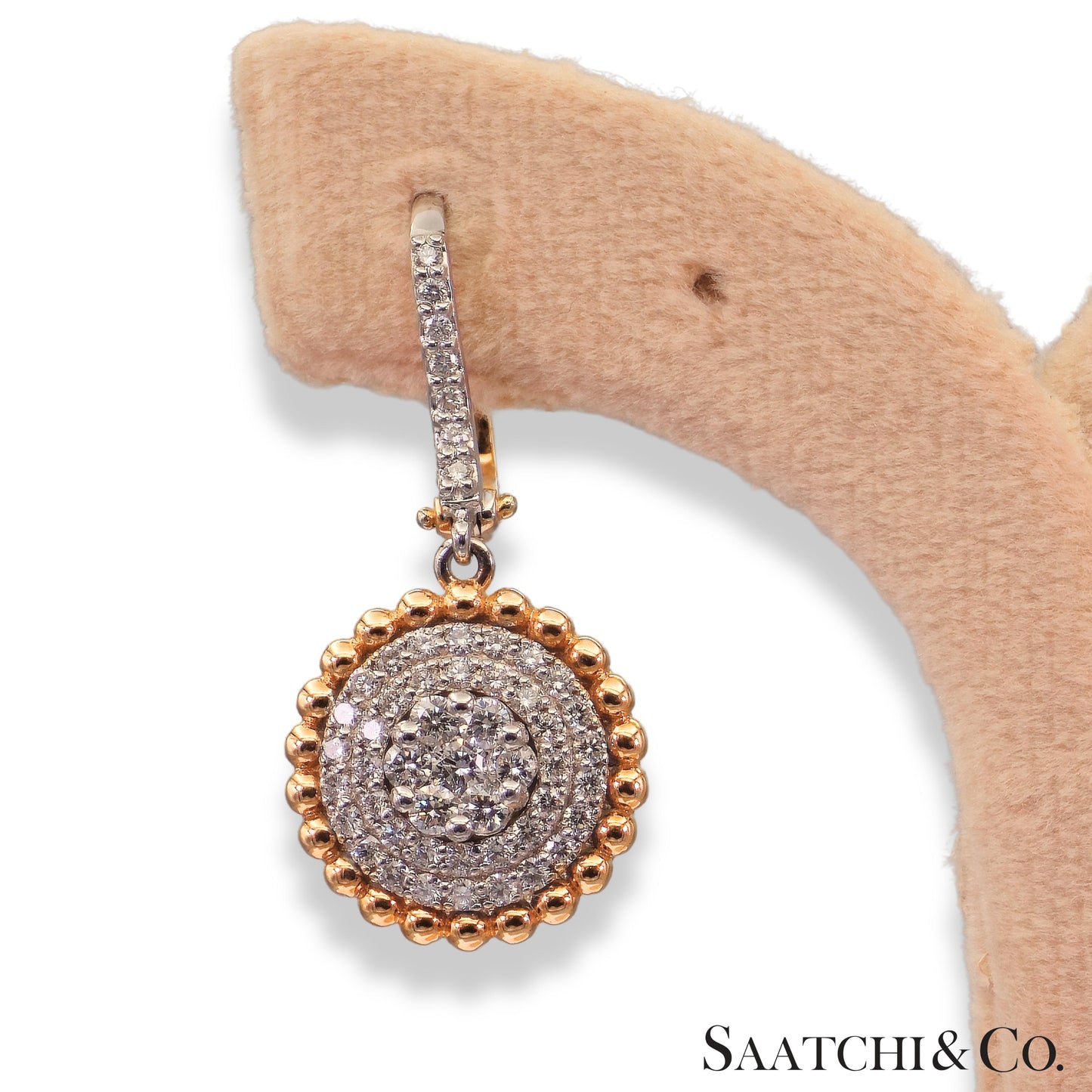 Two Tone Natural Diamond Earring in 18K (750) White & Rose Gold