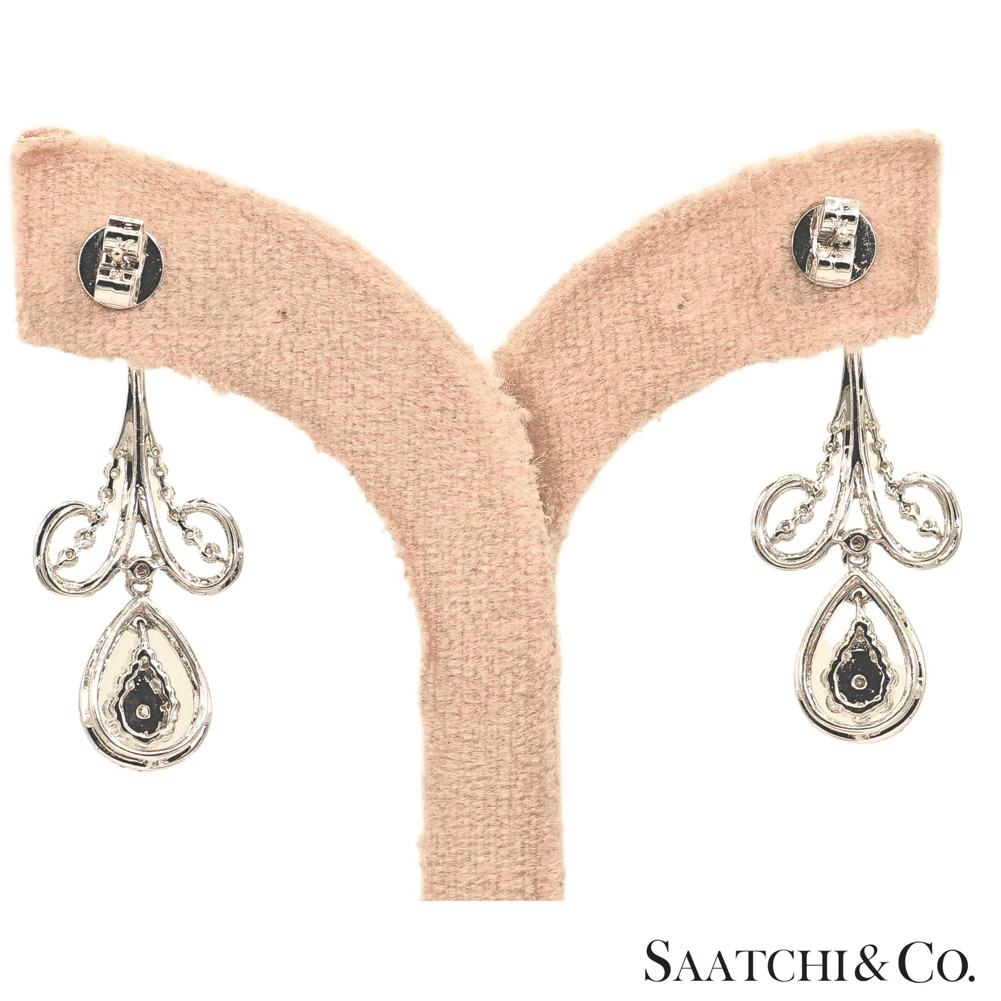 Natural Diamond Earring Pear Shape in 18K (750) White Gold