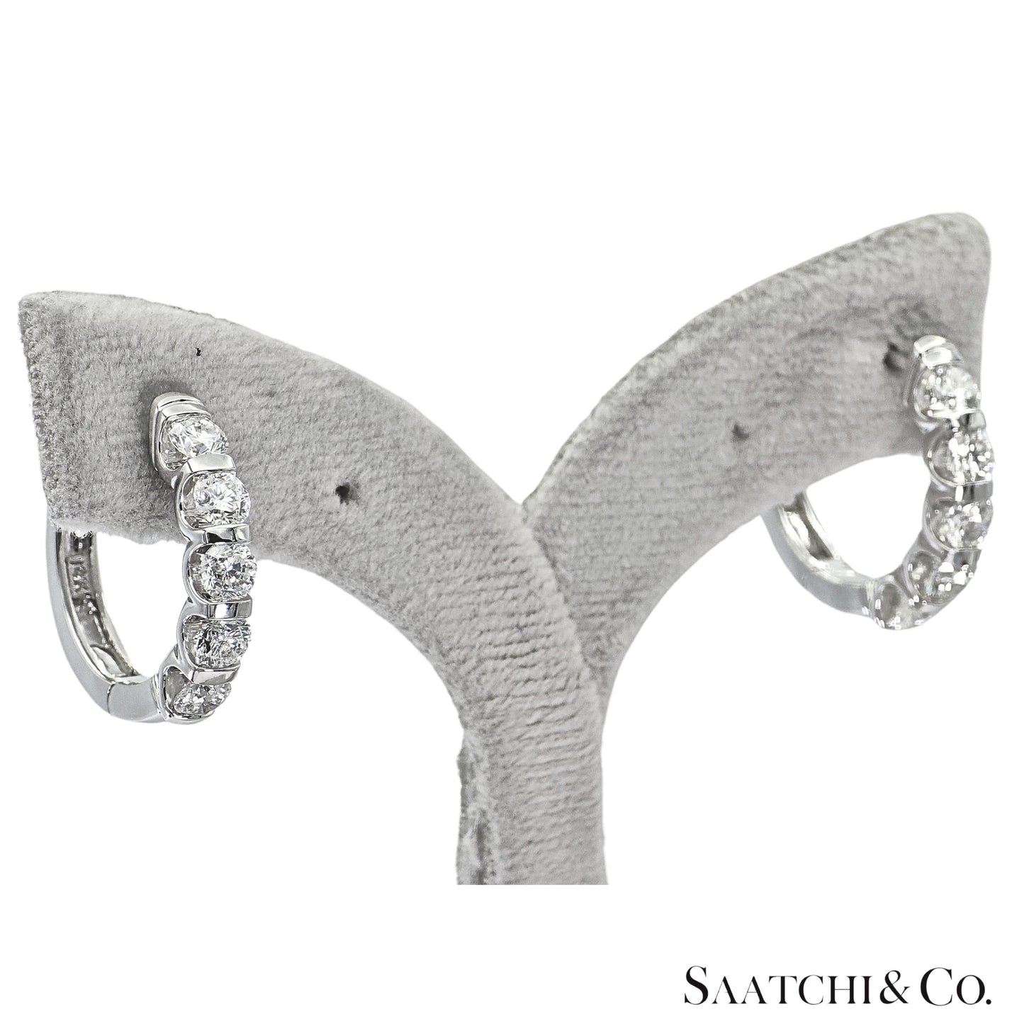 Natural Diamond Hoop Earrings 14K (585) White Gold