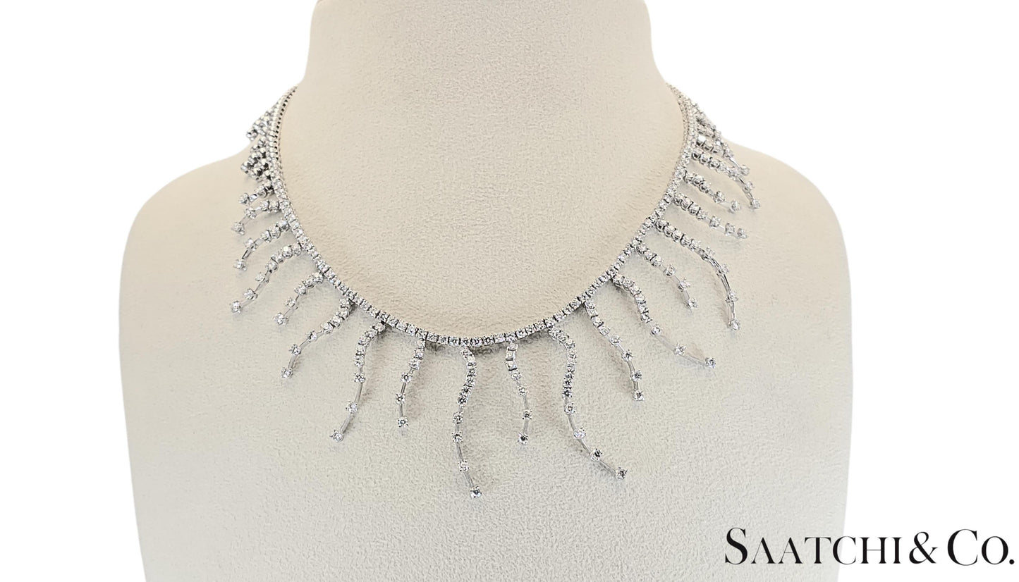 18K (750) White Gold - 12.60 Ct Natural Diamond -VVS: Necklace