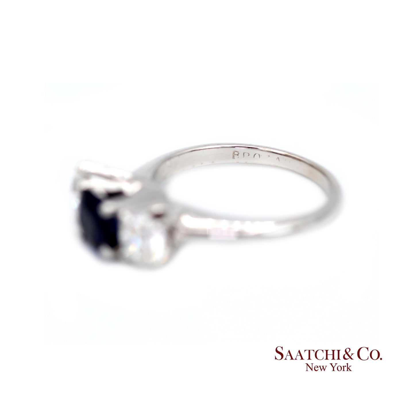 18k (750) White Gold Natural Sapphire and Diamond Ring Size 5