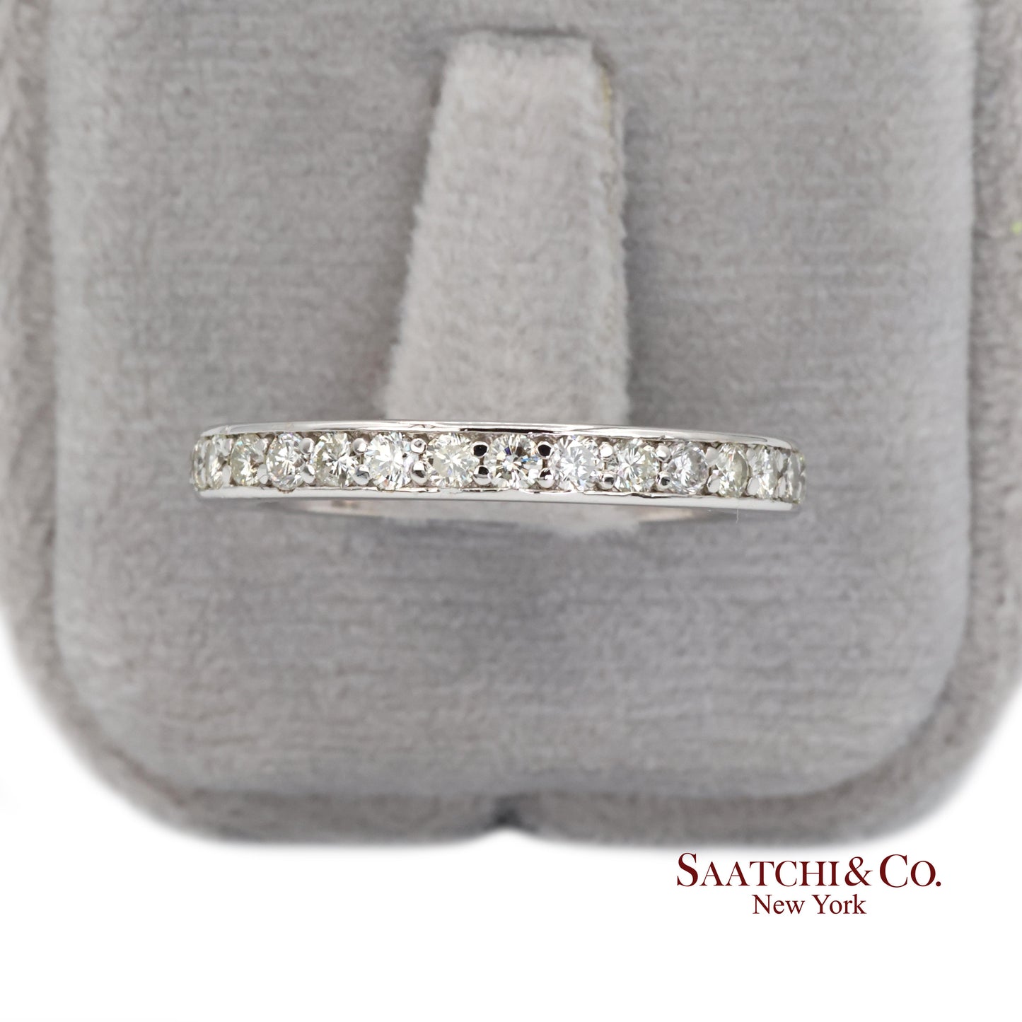 14k (585) White Gold Natural Diamond Eternity Band Size 6.5