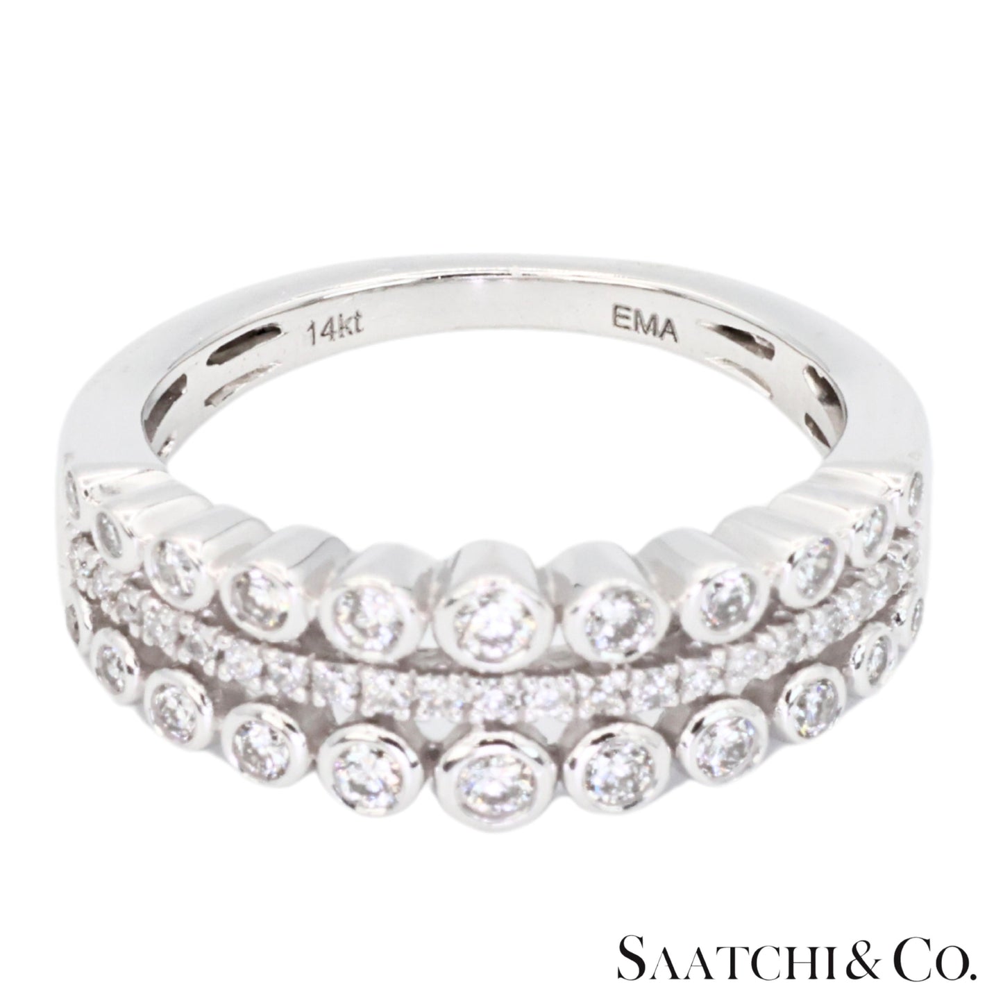 14k(585) White Gold Natural White Diamond Ring