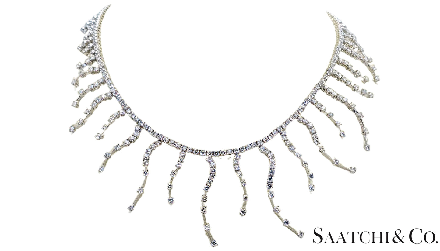 18K (750) White Gold - 12.60 Ct Natural Diamond -VVS: Necklace