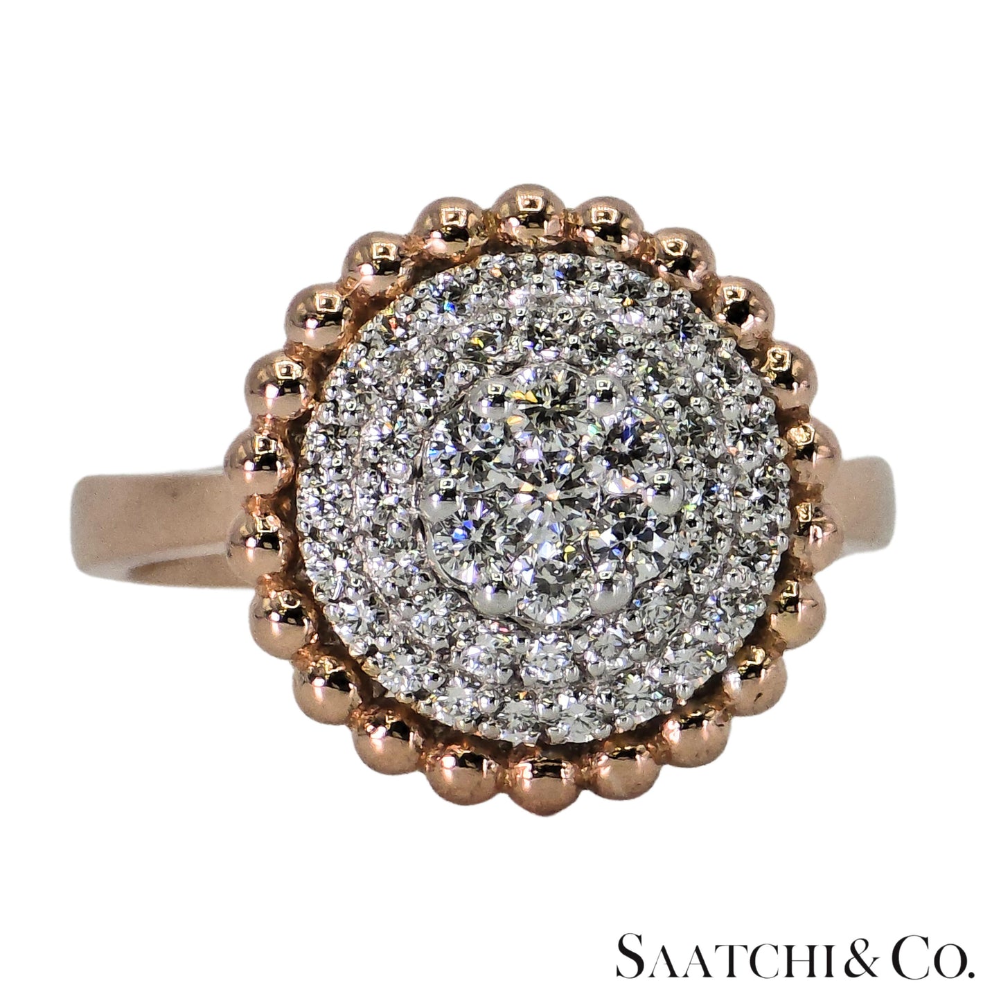 Natural Diamond Ring 18K White Rose Gold (750) Two Tone