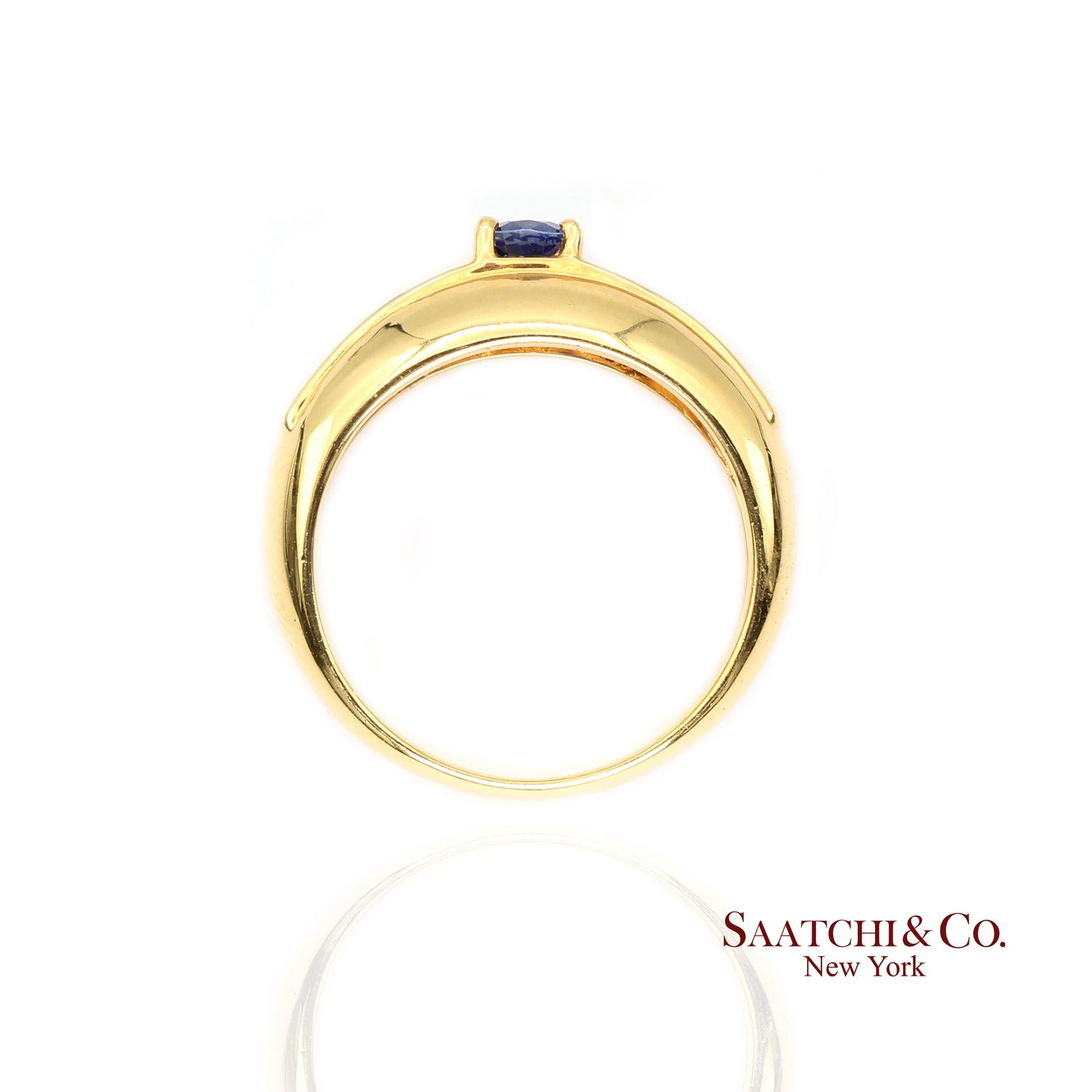 18k (750) Yellow Gold Natural Blue Sapphire and Natural Diamond Ring
