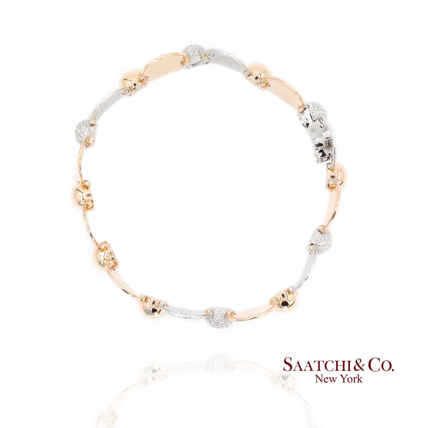 18k (750) Two Tone White and Rose Gold Natural Diamond Tennis Bracelet