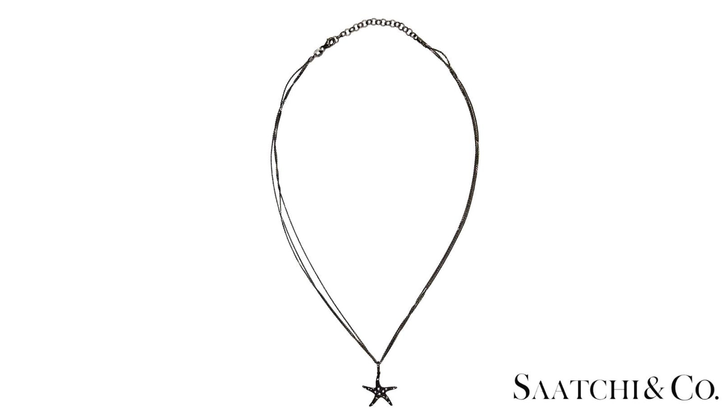 Black Gold 18K Pendant with 14K Chain - 0.65 Ct Natural Black Diamond, 5.3 Grams