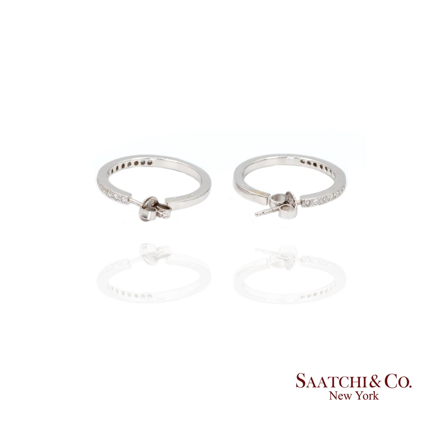 18k Diamond Hoop Earrings Womens White Gold Fine Jewelry Classic Luxe