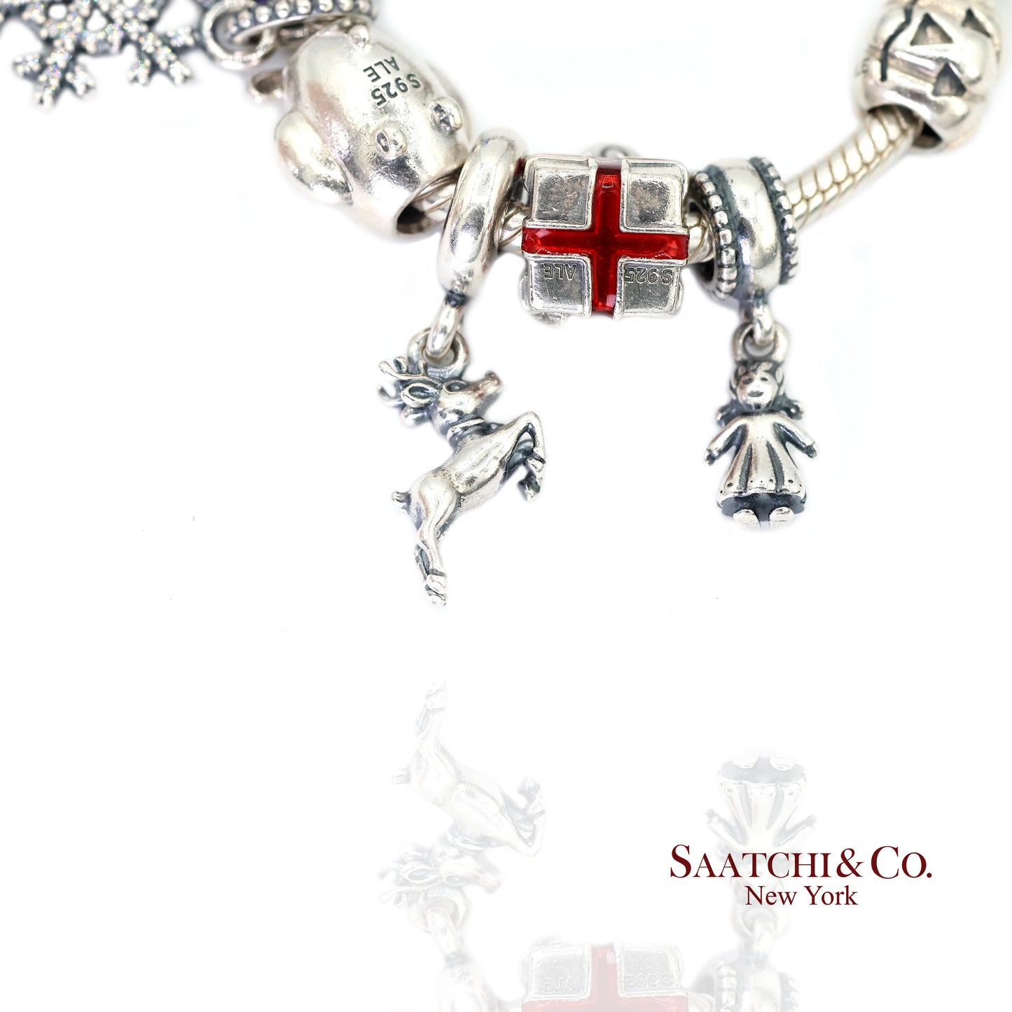 Pandora Charm Bracelet 925 Sterling Silver Womens 8in Vintage Authentic Lot