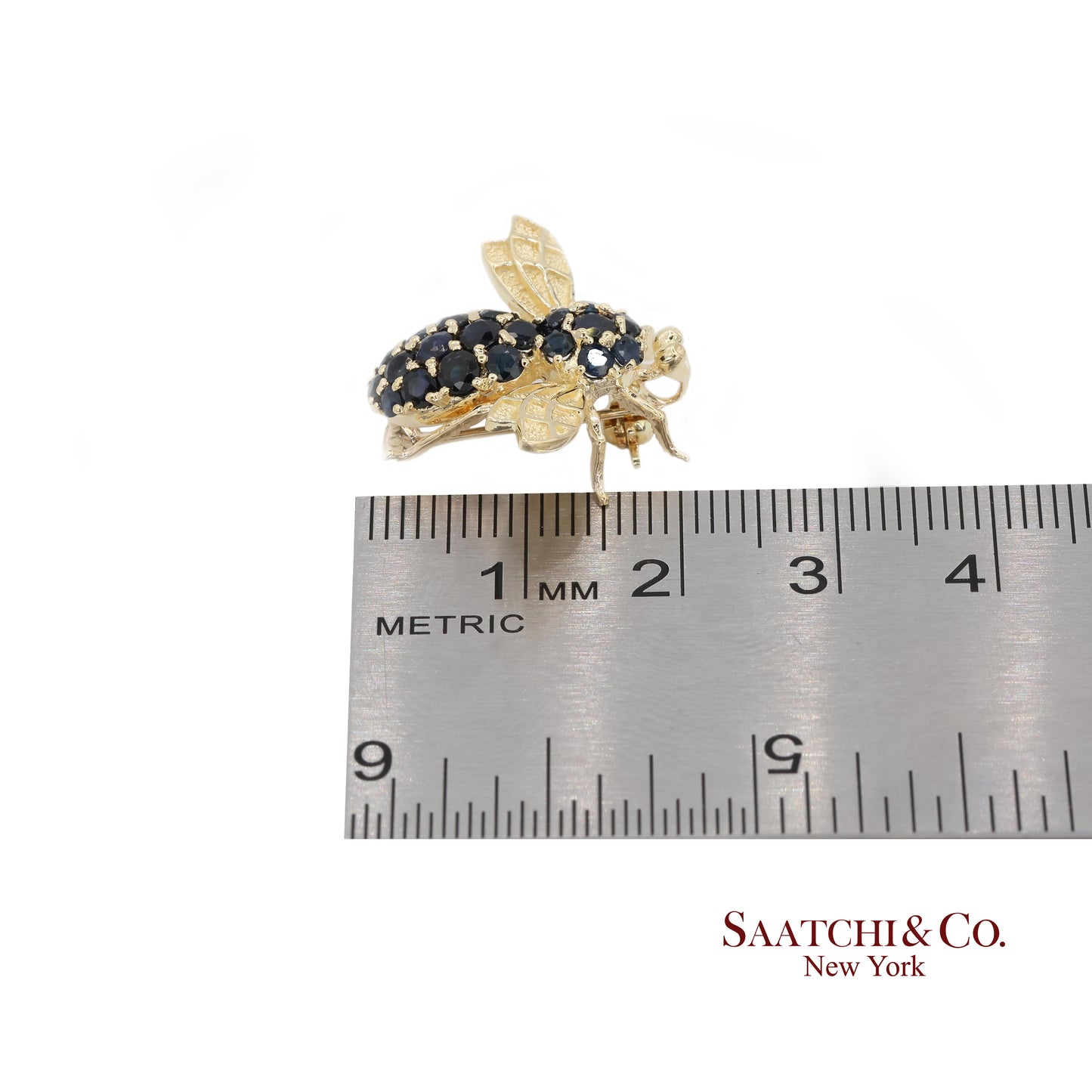 14k (585) Yellow Gold Natural Diamond Bee Shape Brooch/Pin