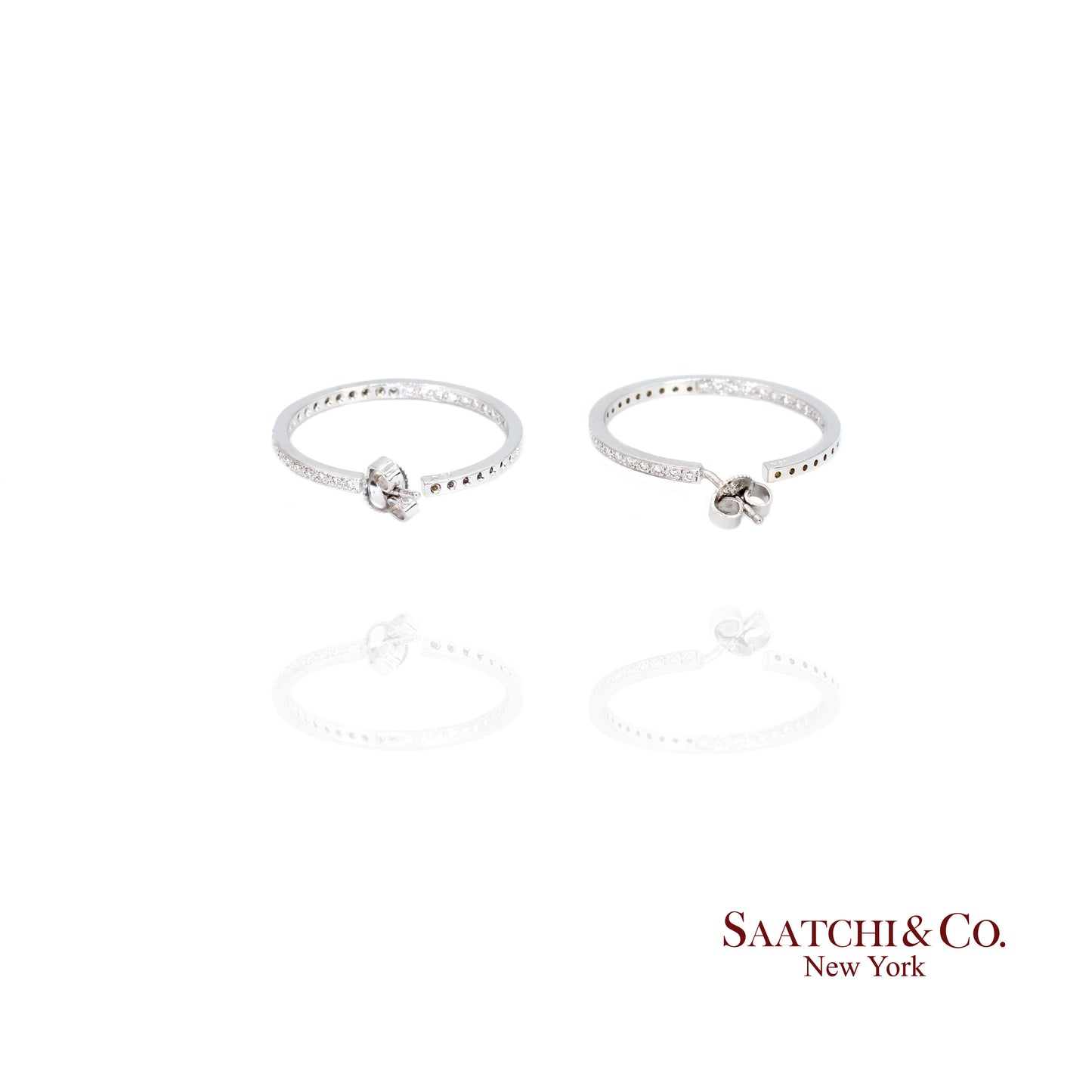 18k Diamond Hoop Earrings Womens White Gold Fine Jewelry Classic Luxe