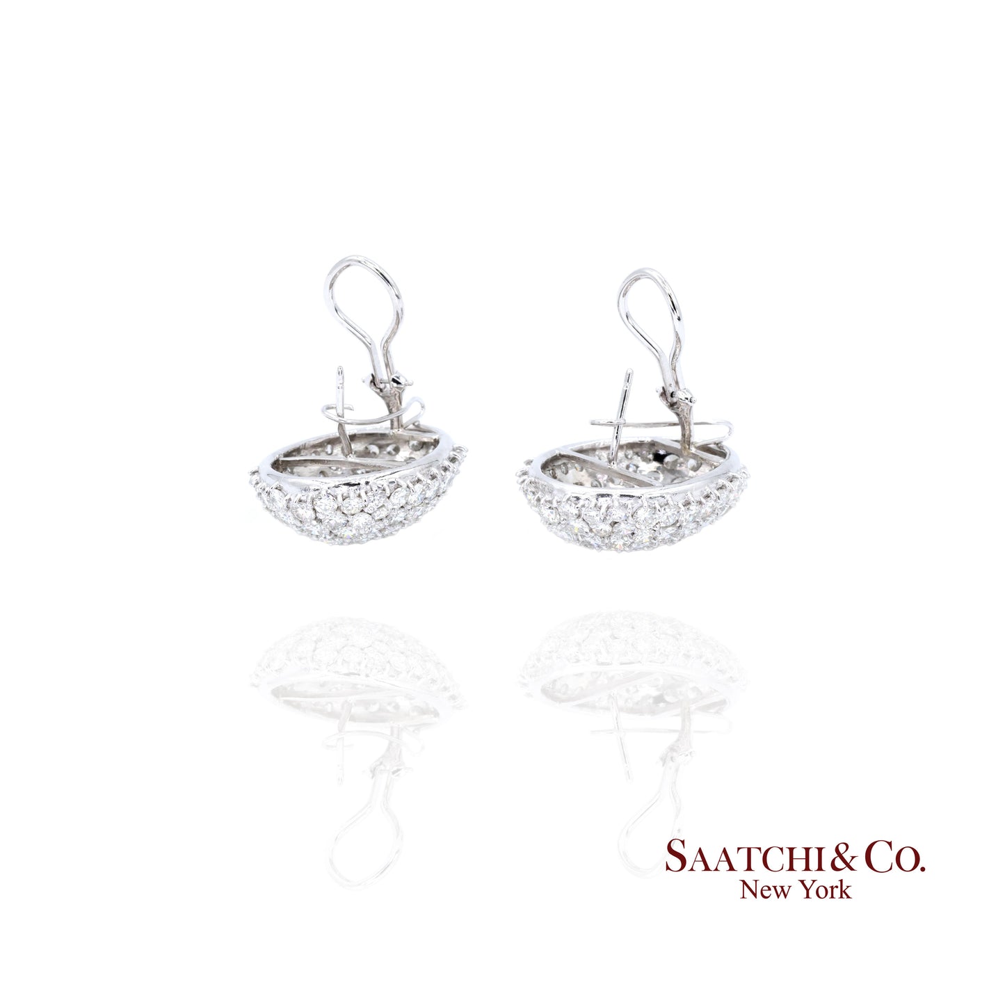 Platinum Diamond Earrings Womens Omega Back Luxe Old Money Glam