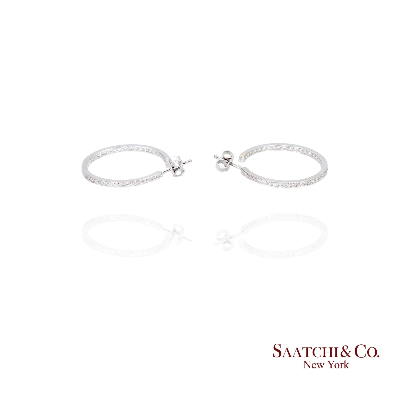 18k Diamond Hoop Earrings Womens White Gold Fine Jewelry Classic Luxe