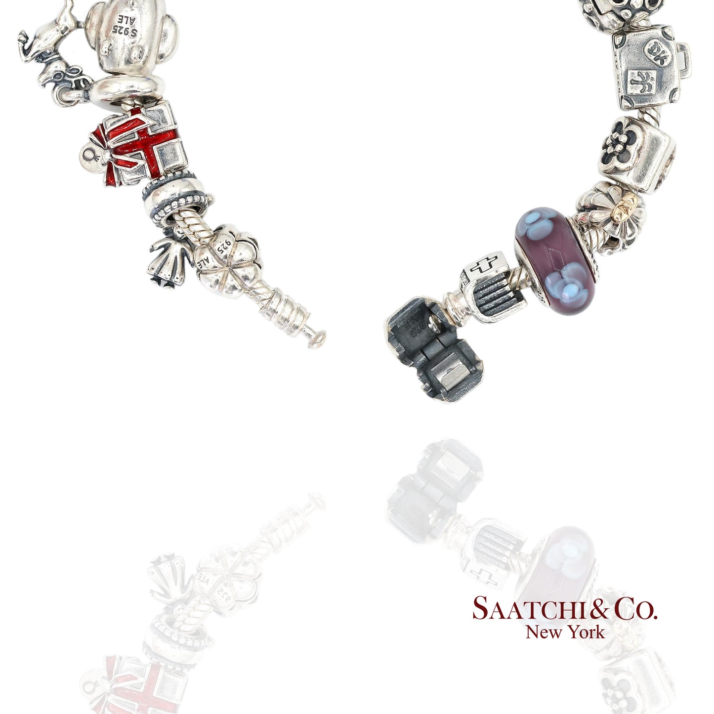 Pandora Charm Bracelet 925 Sterling Silver Womens 8in Vintage Authentic Lot