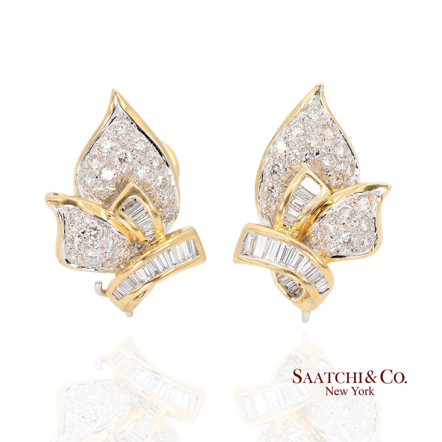 18k Yellow Gold Natural Diamond Fancy Earring