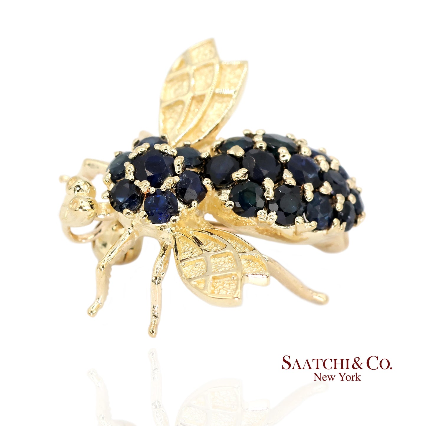 14k (585) Yellow Gold Natural Diamond Bee Shape Brooch/Pin