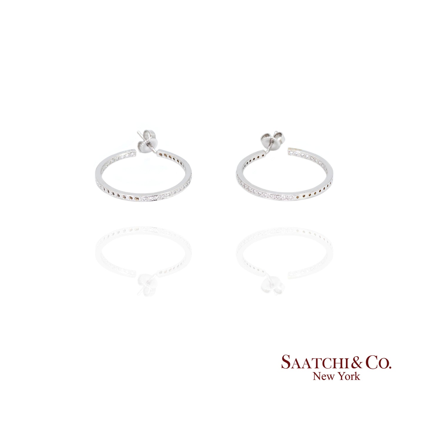 18k Diamond Hoop Earrings Womens White Gold Fine Jewelry Classic Luxe