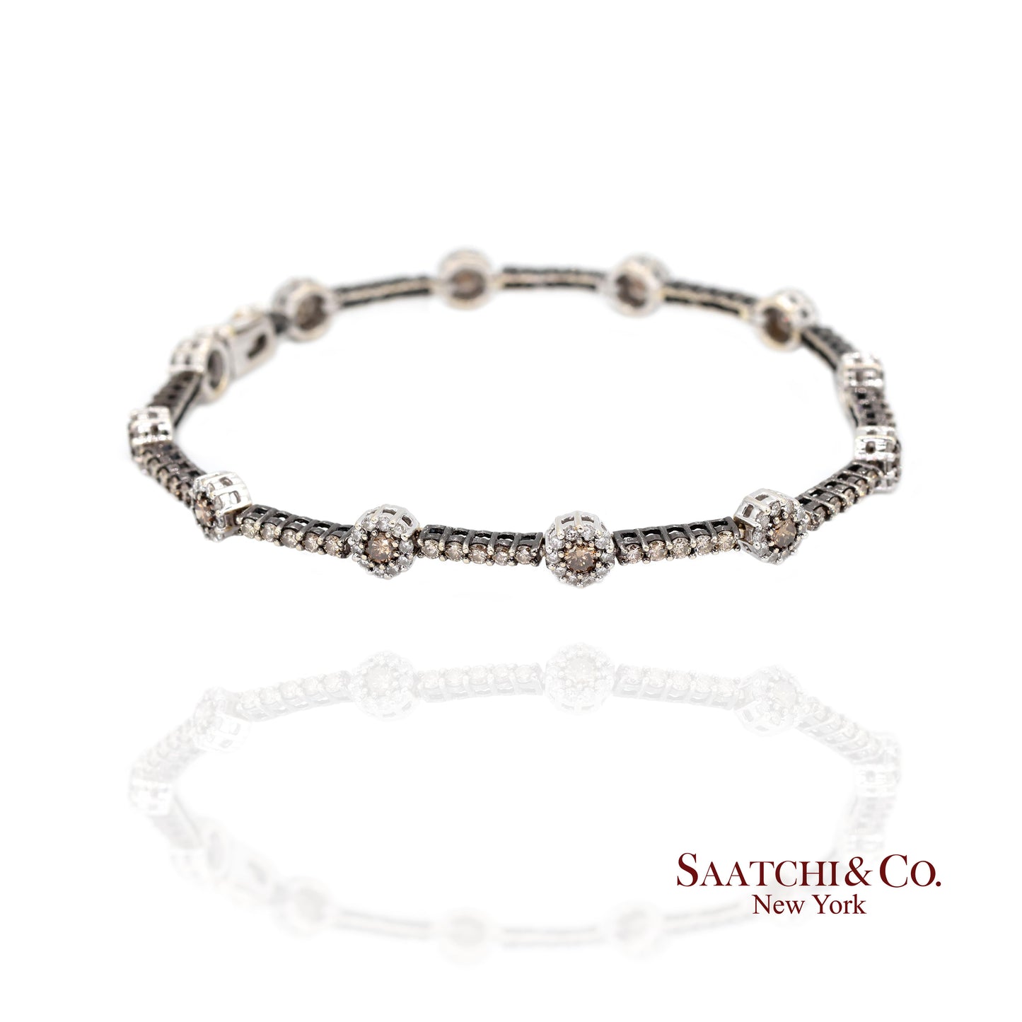 18K White Gold Tennis Bracelet with Natural Champagne Diamonds