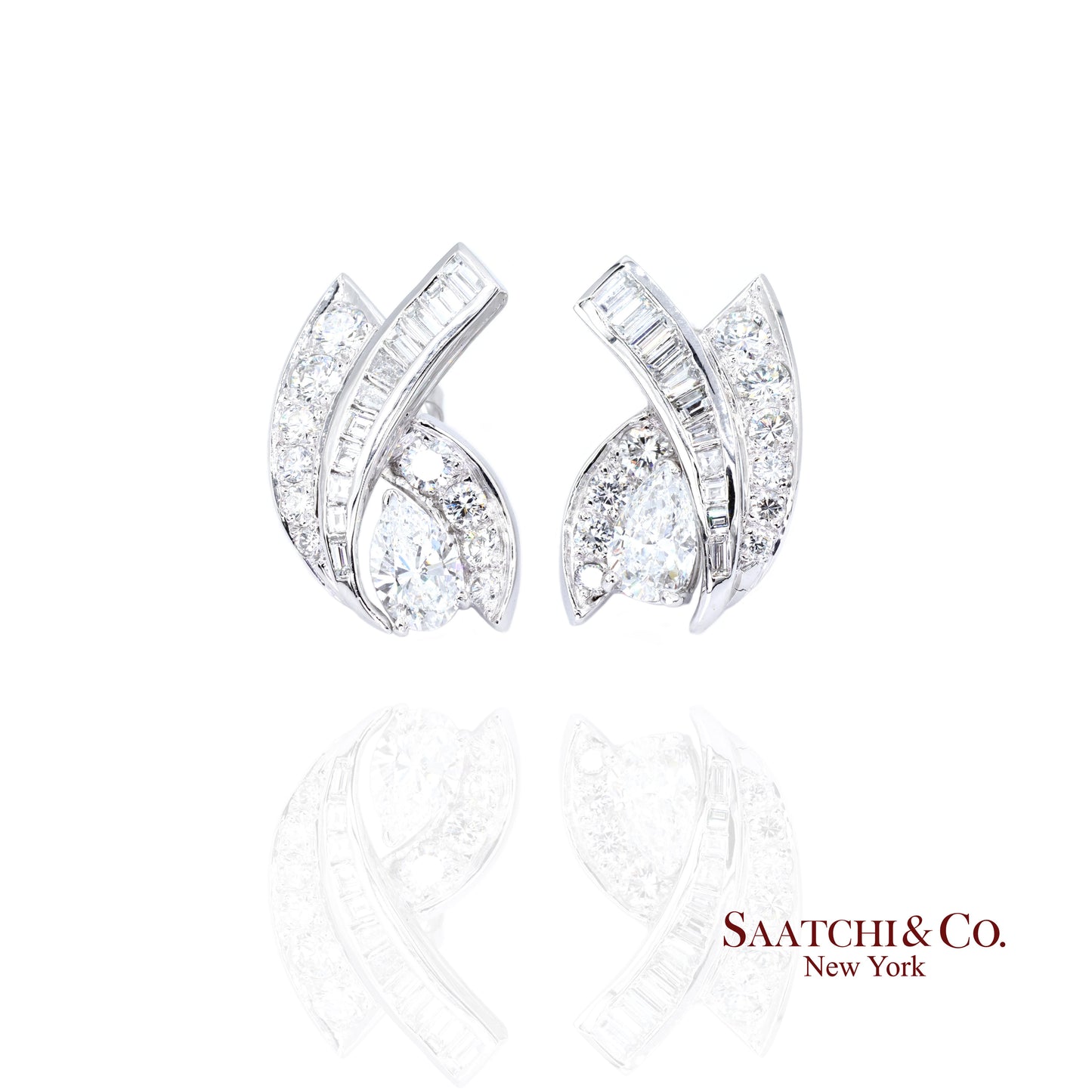 Platinum 950 Natural White Diamond Fancy Luxe Earring