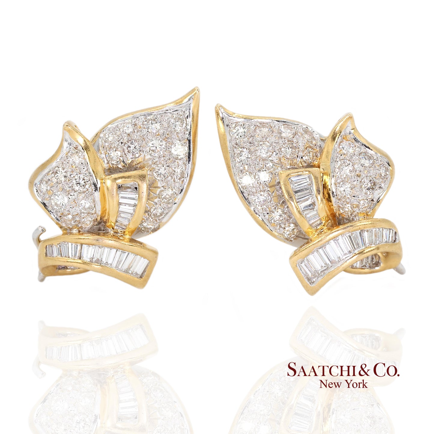 18k Yellow Gold Natural Diamond Fancy Earring