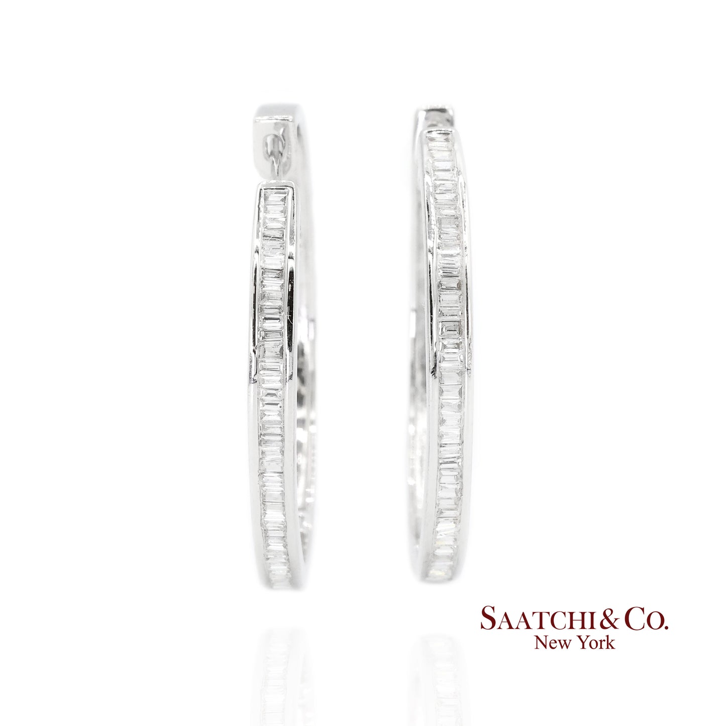 18K White Gold Natural Diamond Hoop Earring