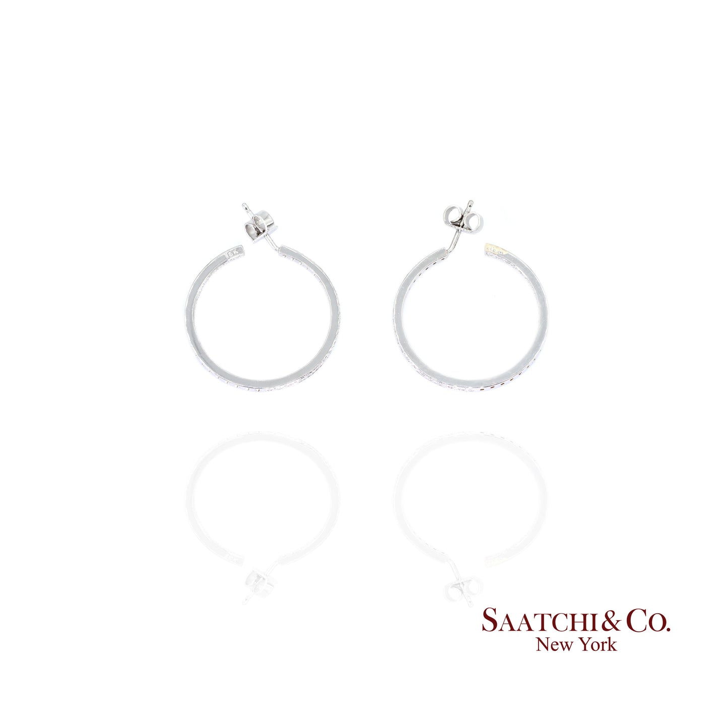 18k Diamond Hoop Earrings Womens White Gold Fine Jewelry Classic Luxe