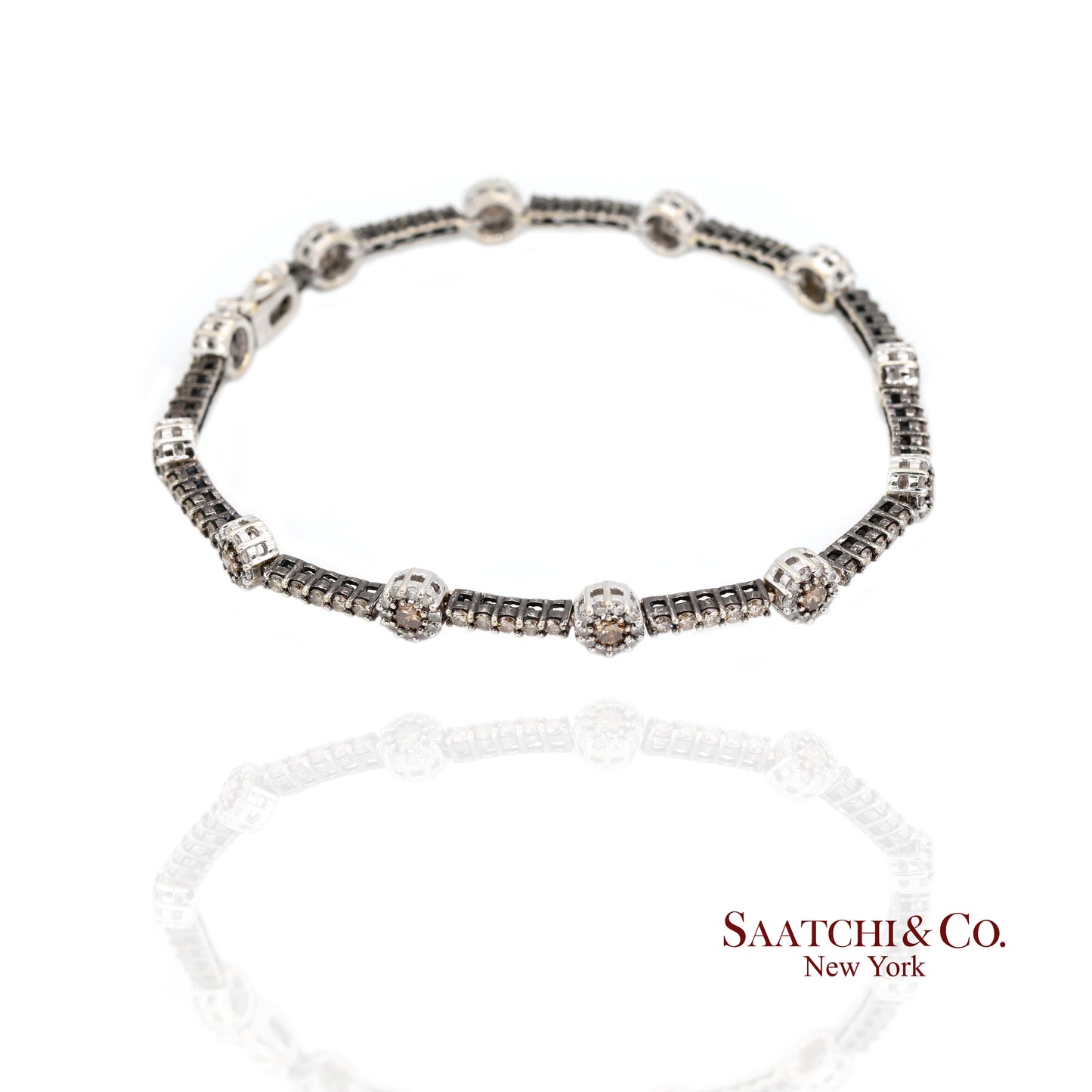 18K White Gold Tennis Bracelet with Natural Champagne Diamonds
