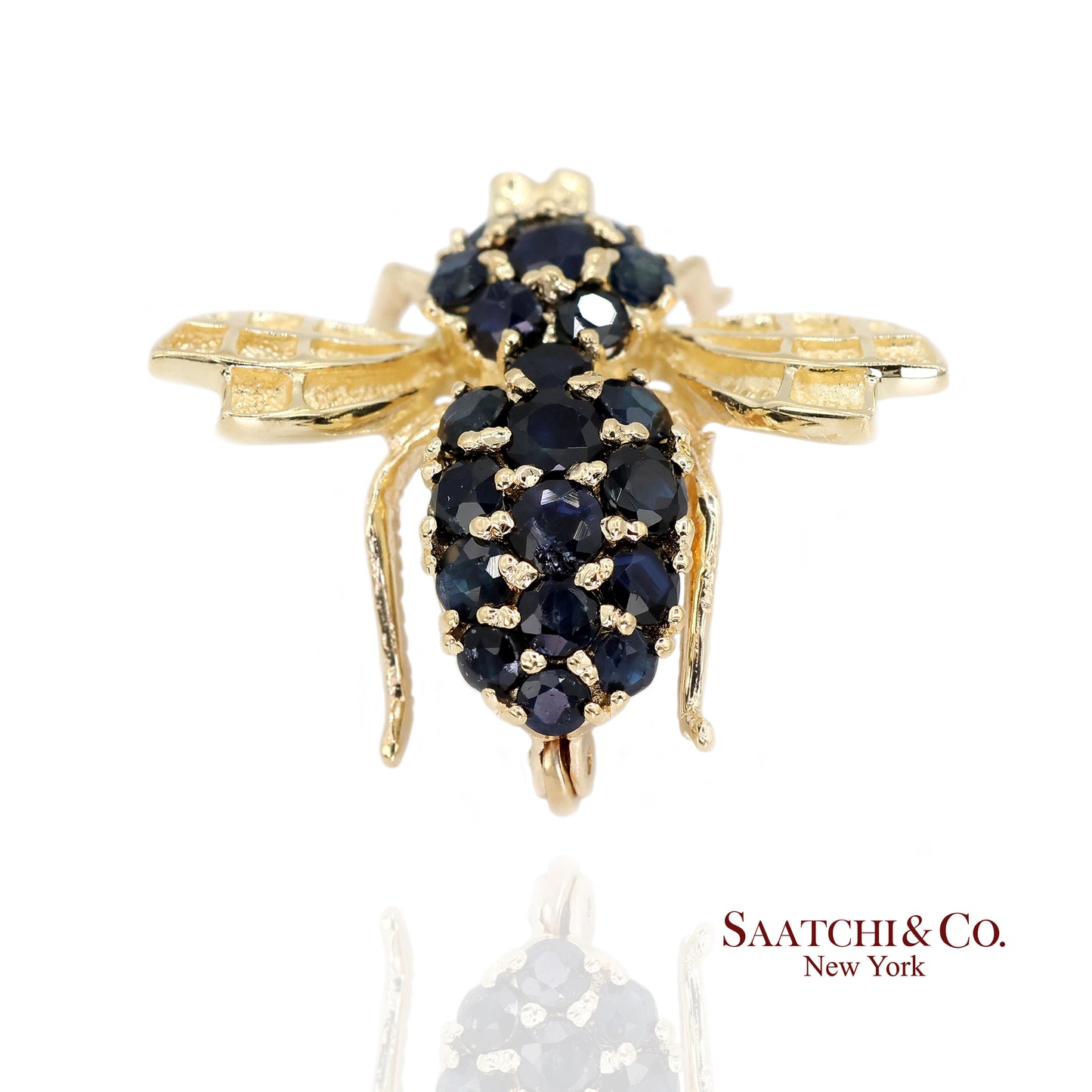 14k (585) Yellow Gold Natural Diamond Bee Shape Brooch/Pin