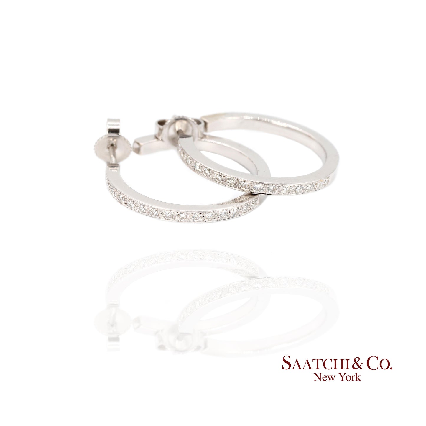 18k Diamond Hoop Earrings Womens White Gold Fine Jewelry Classic Luxe