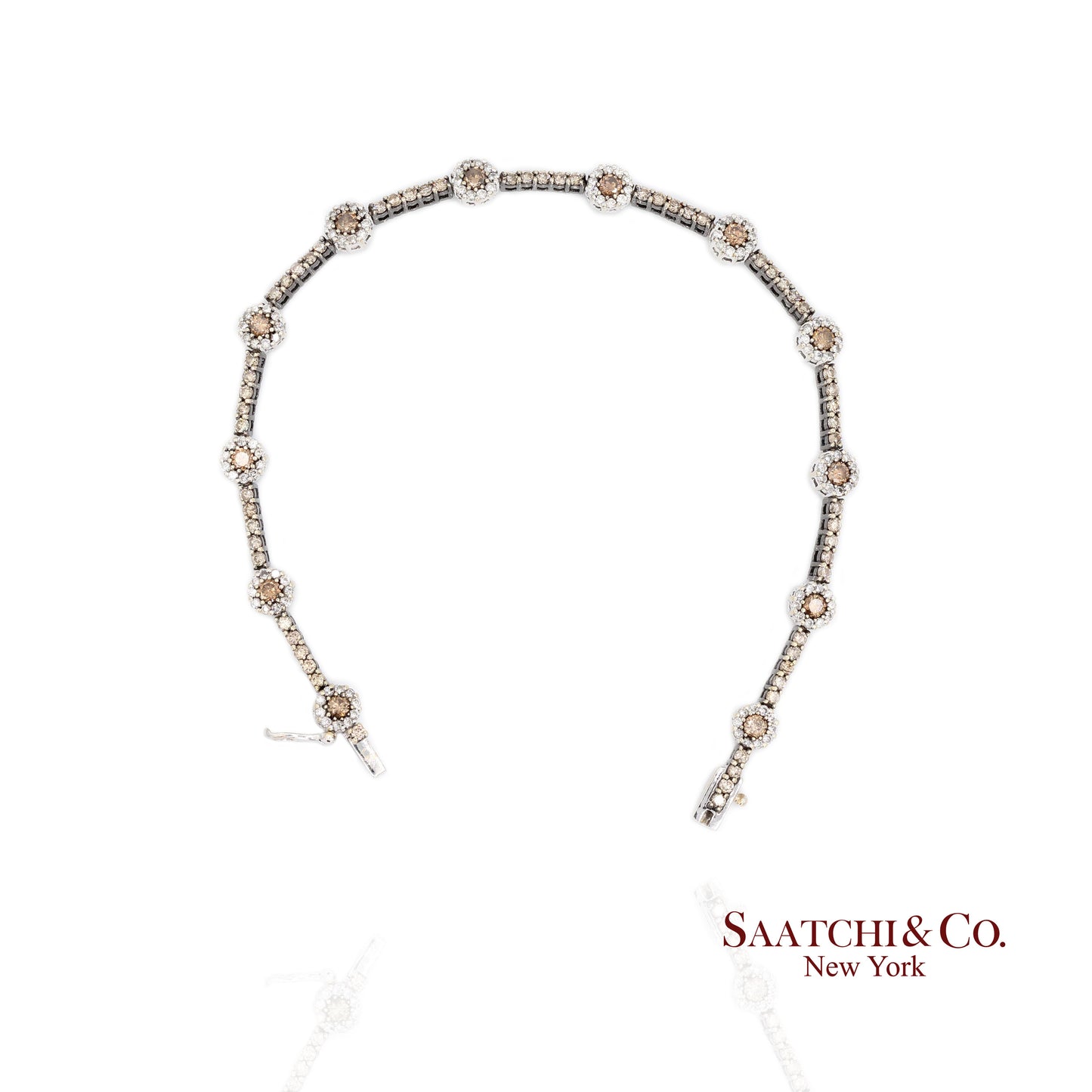 18K White Gold Tennis Bracelet with Natural Champagne Diamonds