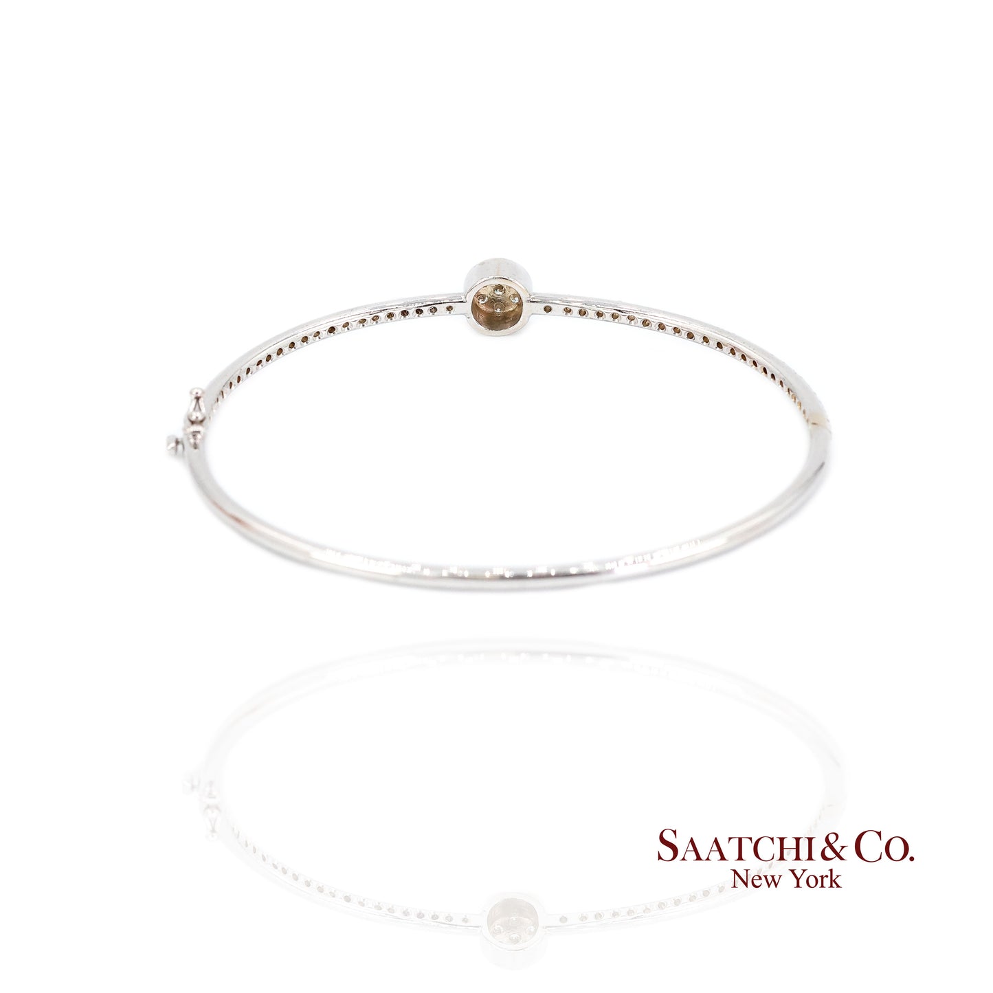 18k Diamond Bangle Bracelet Womens White Gold VS Pave Modern Fine Jewelry