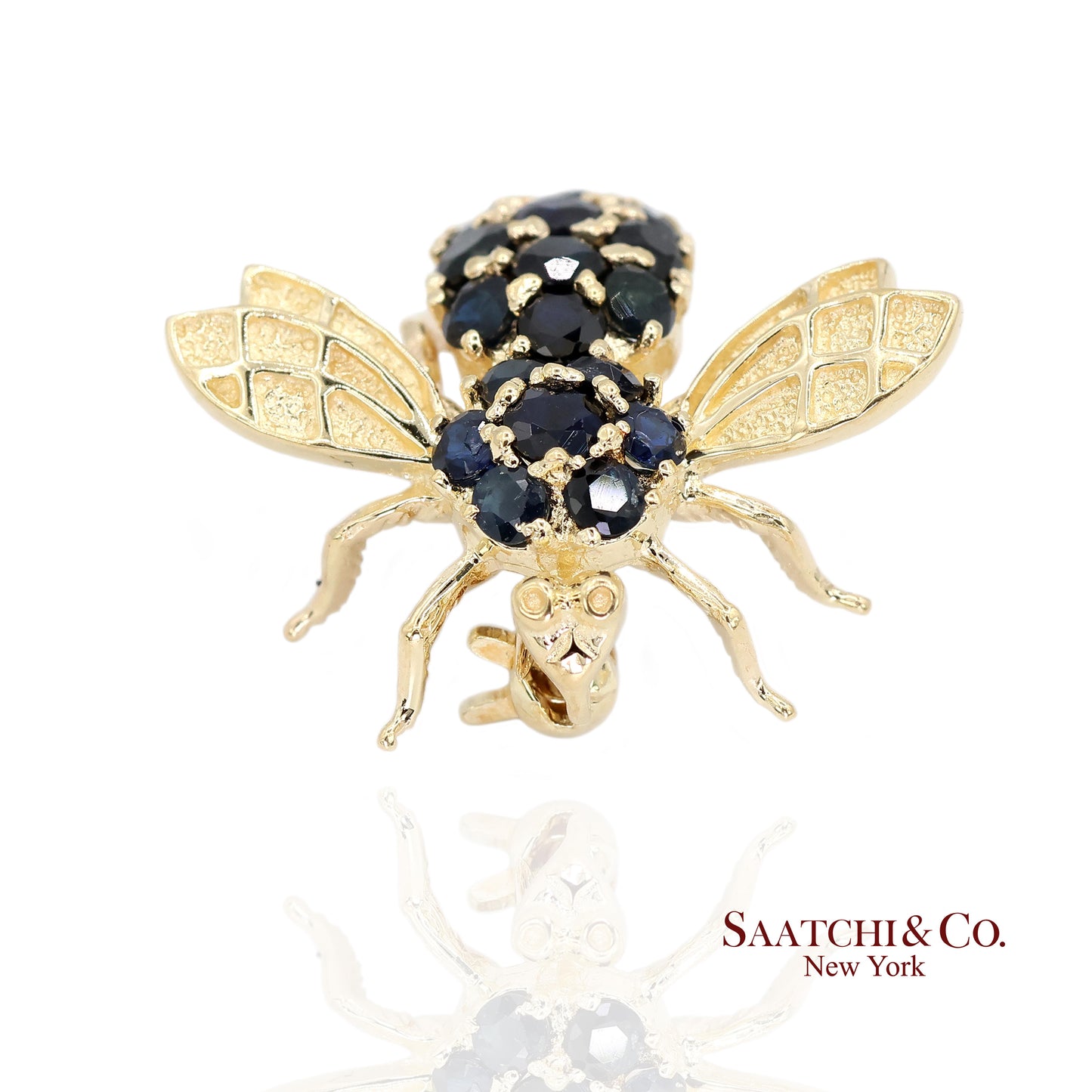 14k (585) Yellow Gold Natural Diamond Bee Shape Brooch/Pin