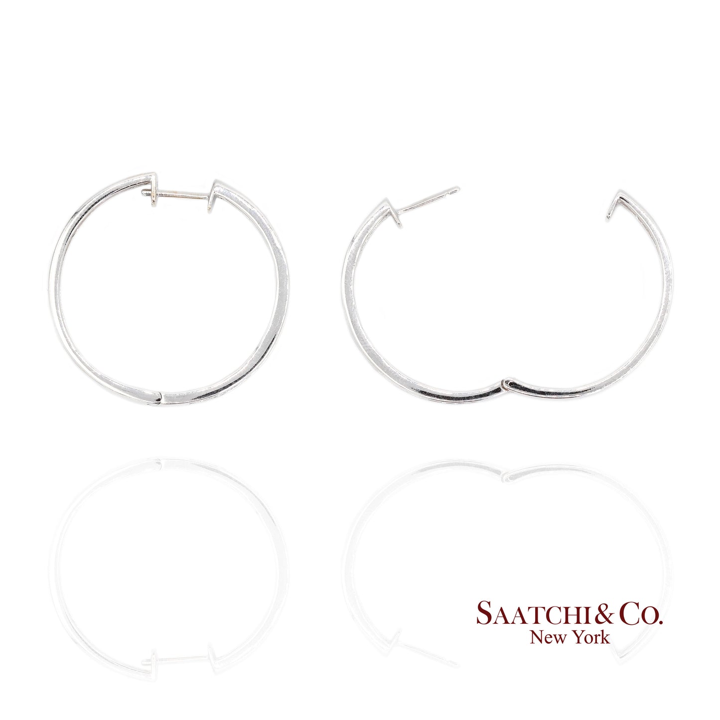 18K White Gold Natural Diamond Hoop Earring