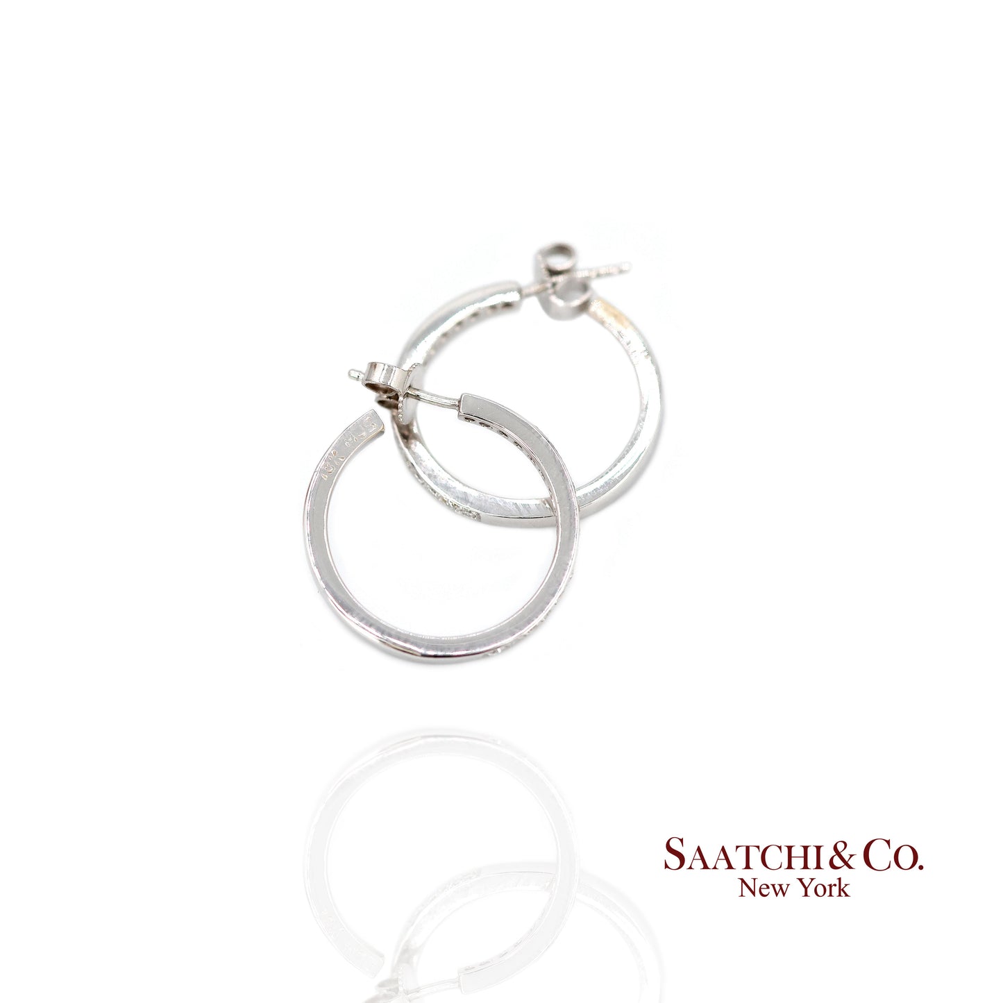 18k Diamond Hoop Earrings Womens White Gold Fine Jewelry Classic Luxe