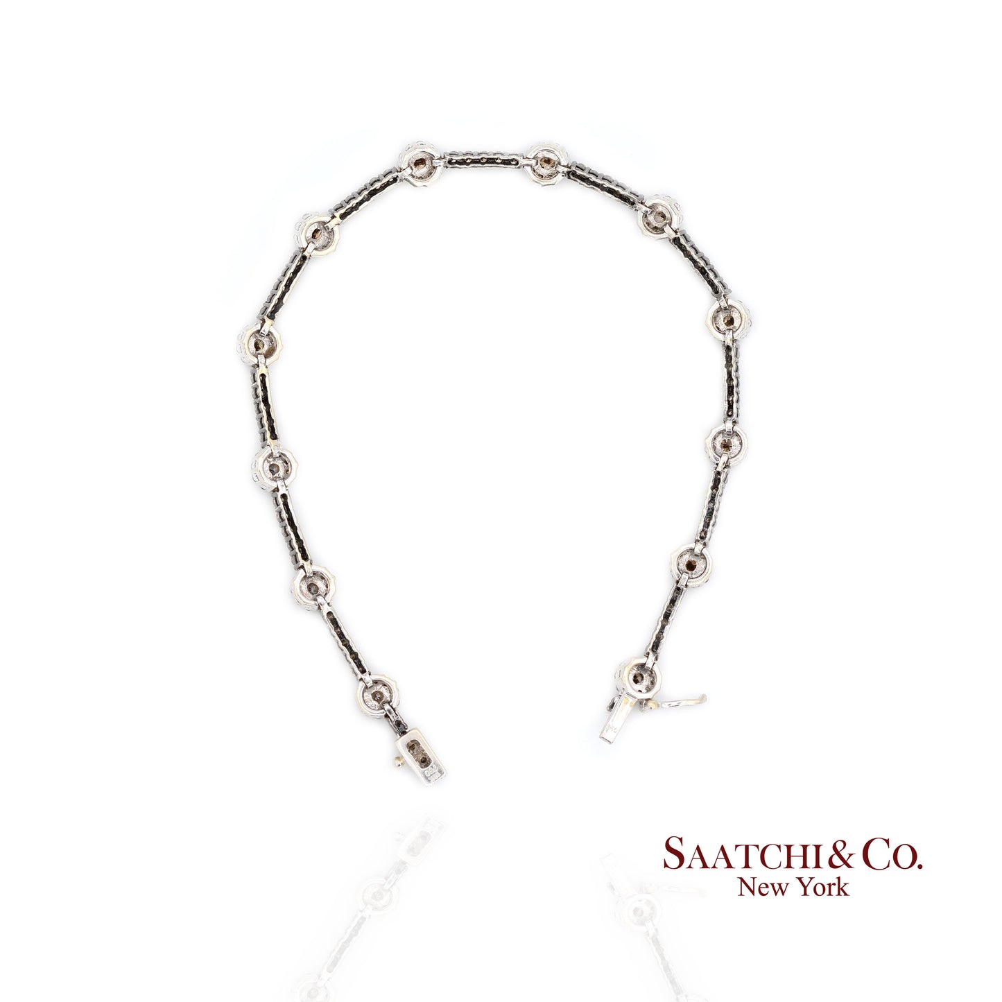 18K White Gold Tennis Bracelet with Natural Champagne Diamonds