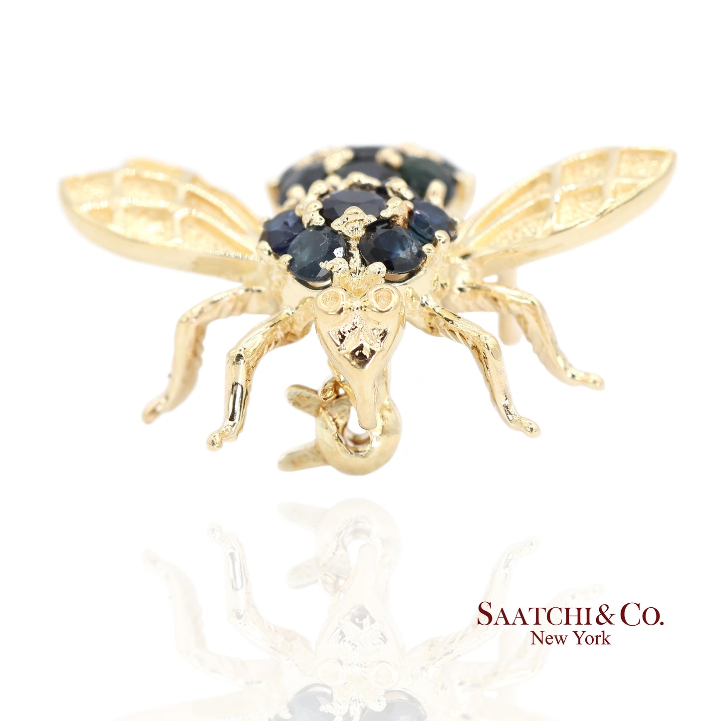 14k (585) Yellow Gold Natural Diamond Bee Shape Brooch/Pin