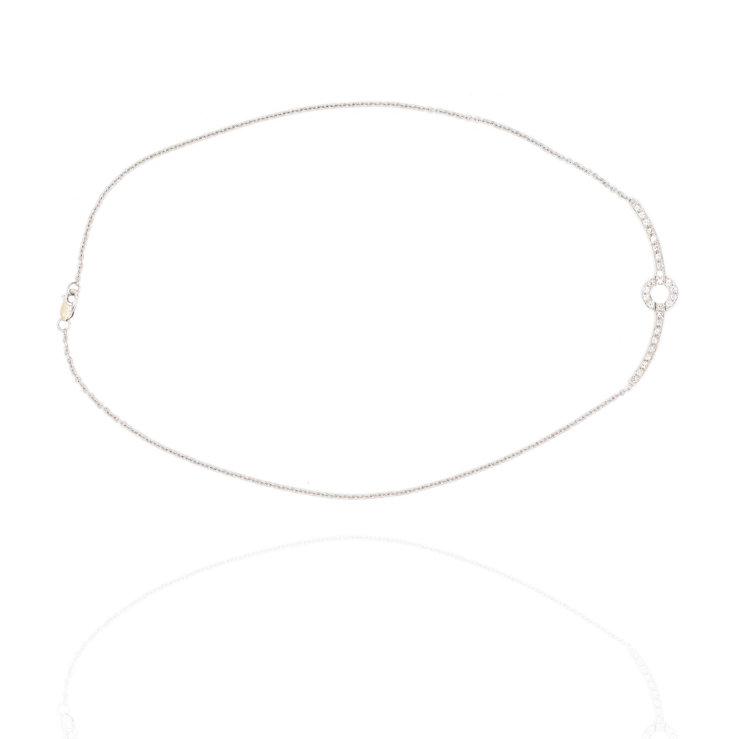 18k Diamond Pendant Necklace Womens 16in White Gold Dainty Pavé Modern