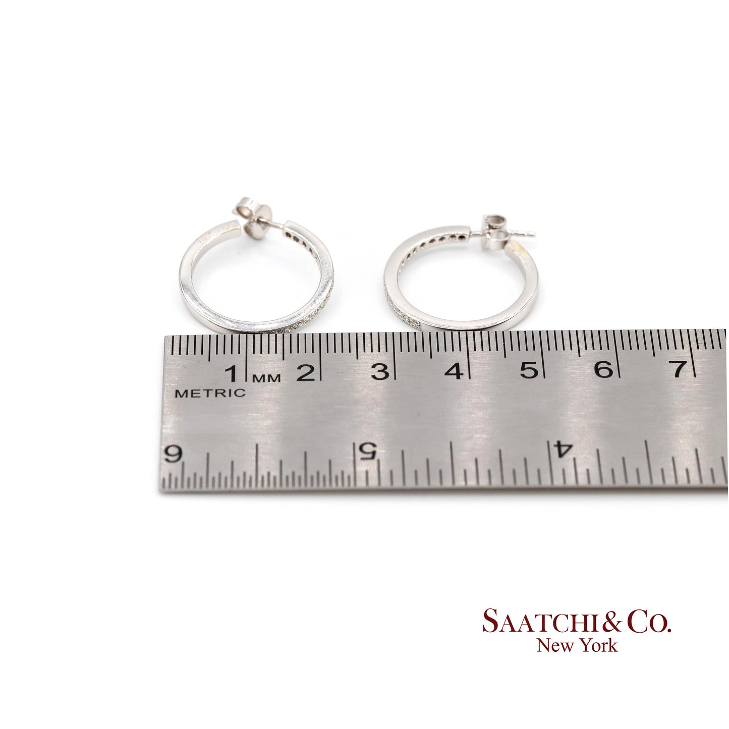 18k Diamond Hoop Earrings Womens White Gold Fine Jewelry Classic Luxe