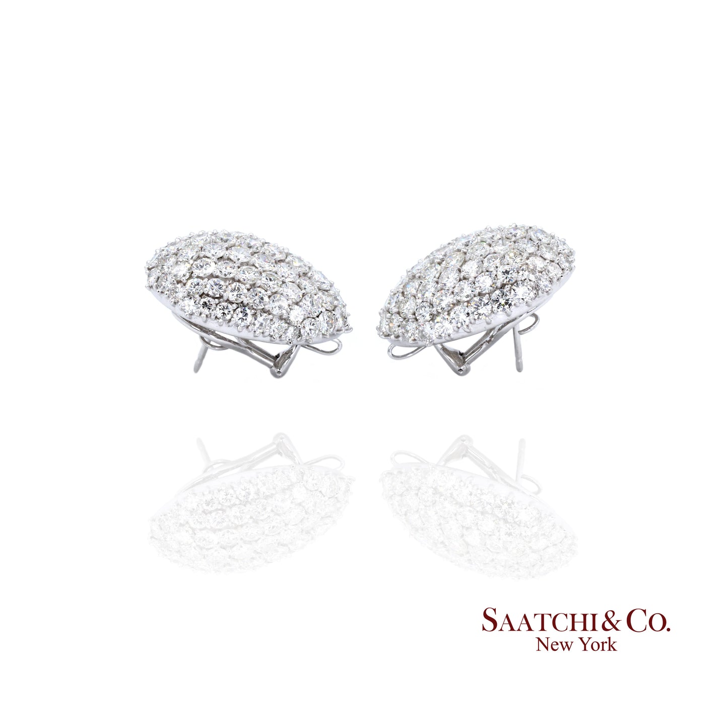 Platinum Diamond Earrings Womens Omega Back Luxe Old Money Glam