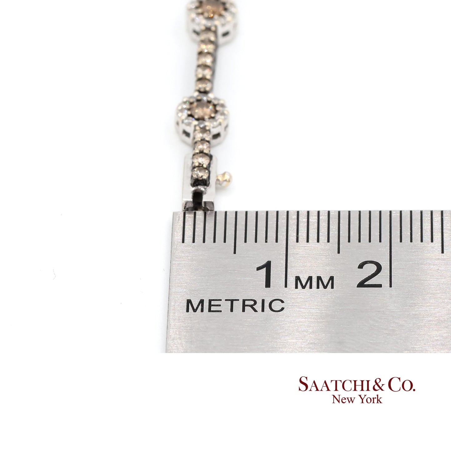 18K White Gold Tennis Bracelet with Natural Champagne Diamonds