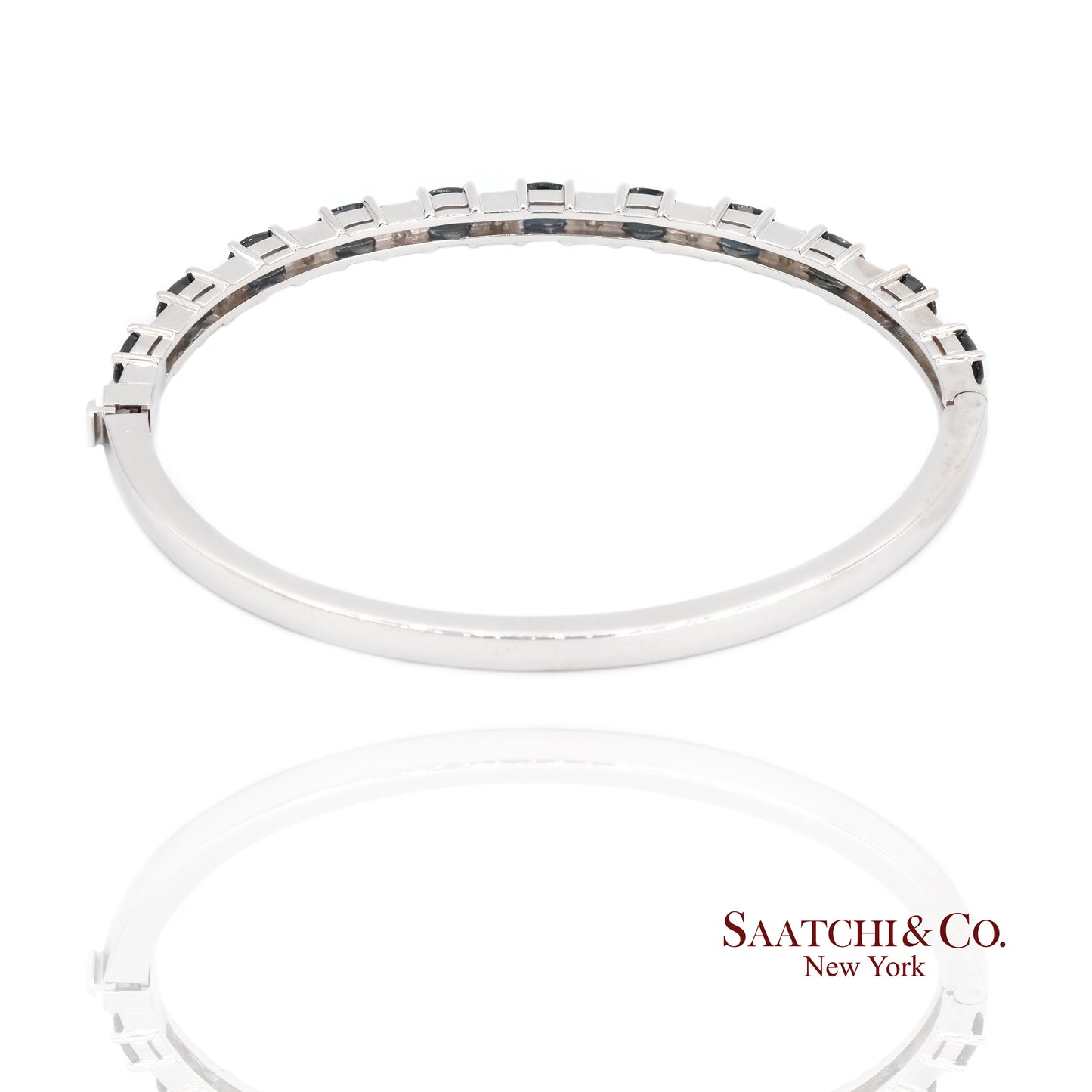 14k white gold Natural sapphire Natural Diamond Bracelet Bangle