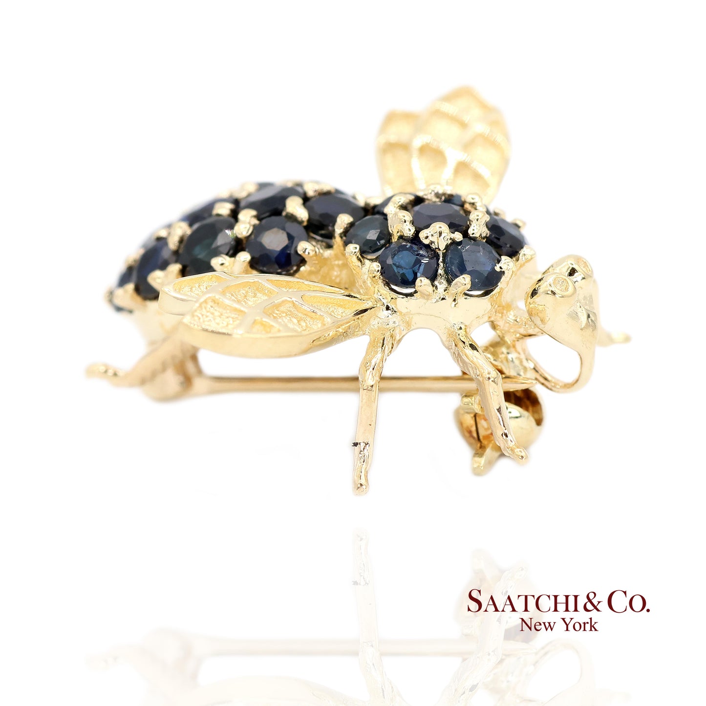 14k (585) Yellow Gold Natural Diamond Bee Shape Brooch/Pin