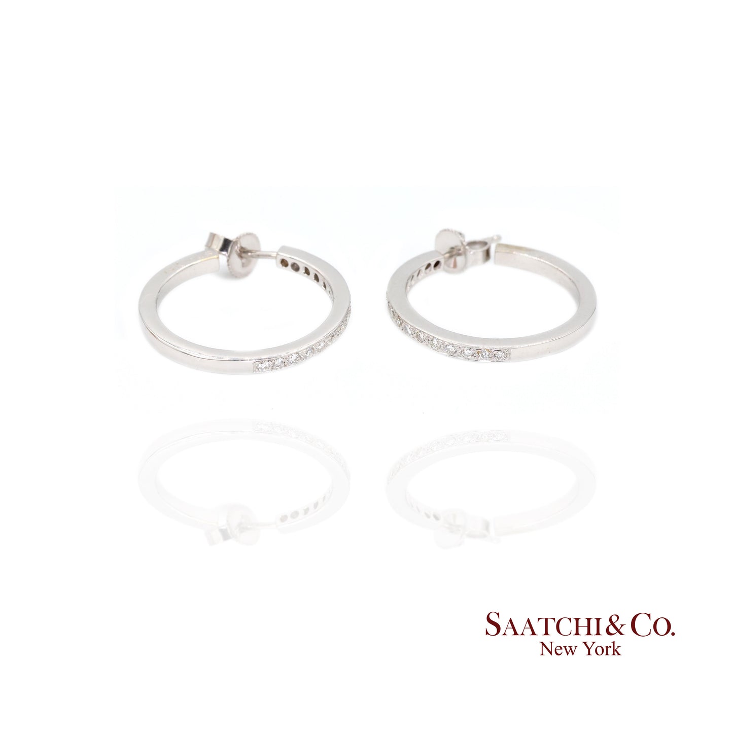 18k Diamond Hoop Earrings Womens White Gold Fine Jewelry Classic Luxe