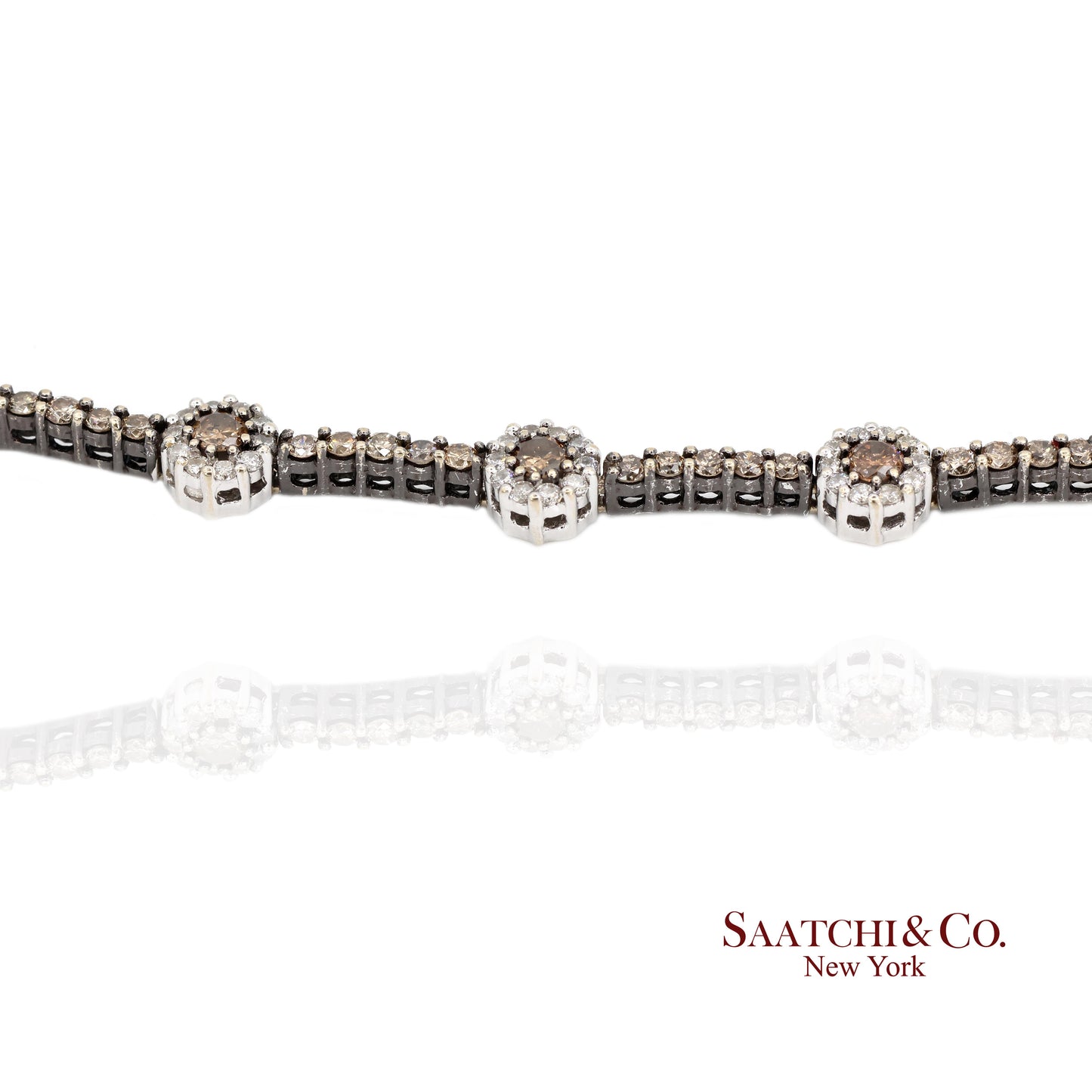 18K White Gold Tennis Bracelet with Natural Champagne Diamonds